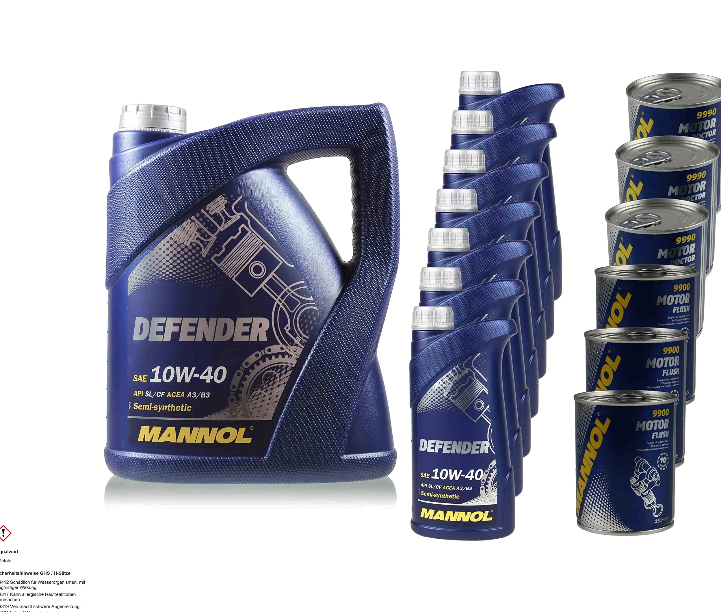 Mannol Defender 12L - Aceite de motor 10W-40 (3 unidades, motor Doctor+Motor Flush)