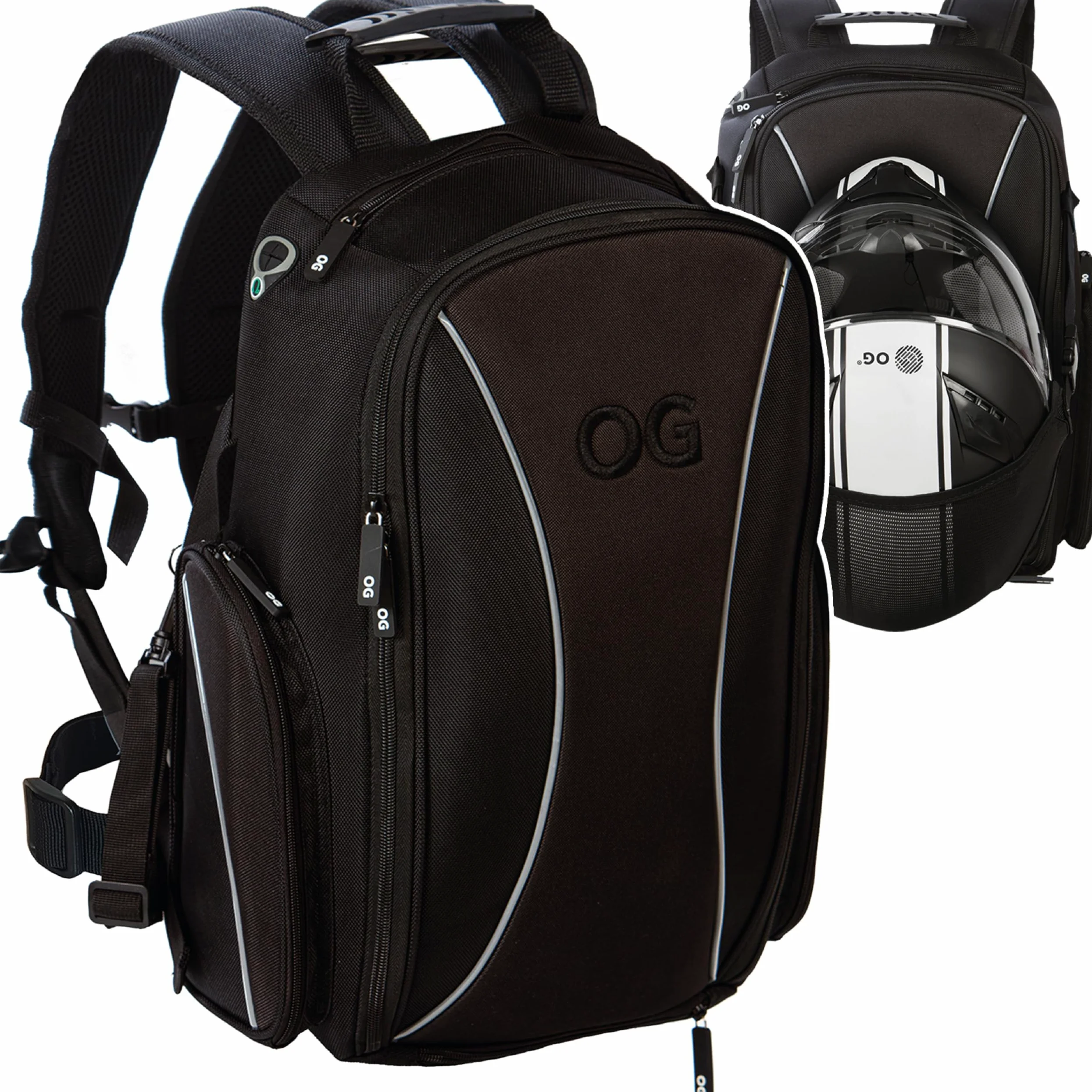 OG Original Mochila Moto GO Negra Impermeable 20L, Bolsa Porta-Cascos Motorista, Correa Casco, Ciclismo, Hombre, Portátil, Reflectante, Bolsillo Antirrobo