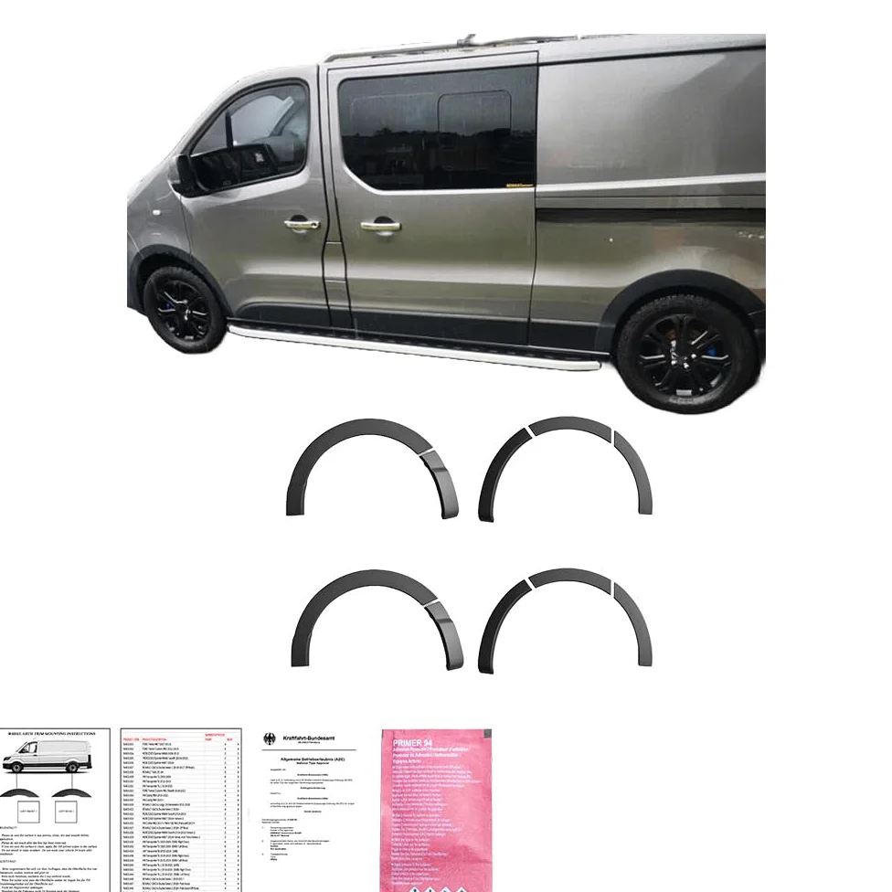 Radlaufschutz Radlaufleisten compatible con RENAULT Trafic Larga distancia entre ejes 2014 hasta 2018 10 piezas con ABE TÜV