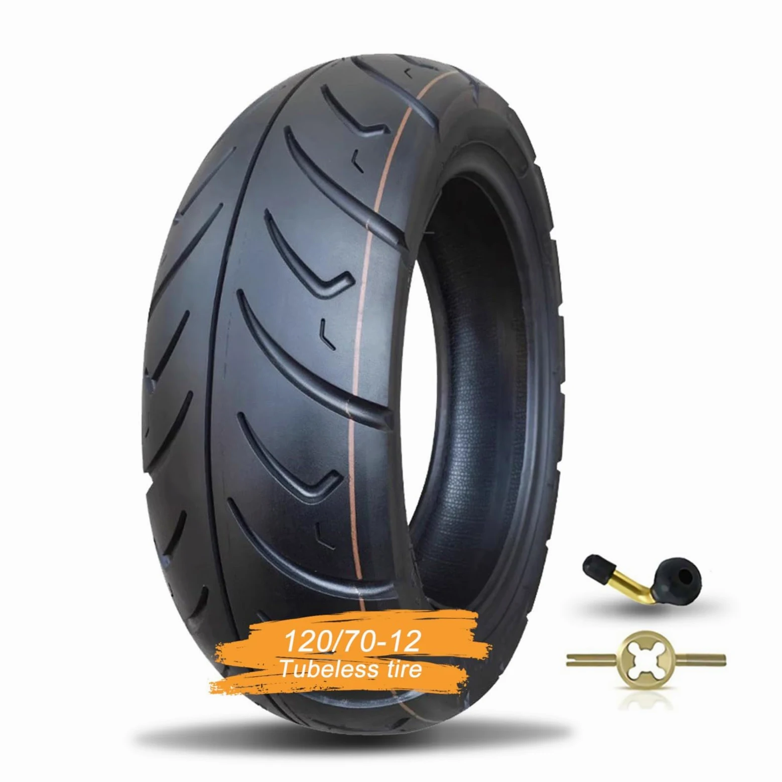 120/70-12 Neumático para scooter delantero/trasero, llanta sin cámara de 12 pulgadas, antideslizante, 6 P.R. 280 kPa, carga máxima de 224 kg, 58 J
