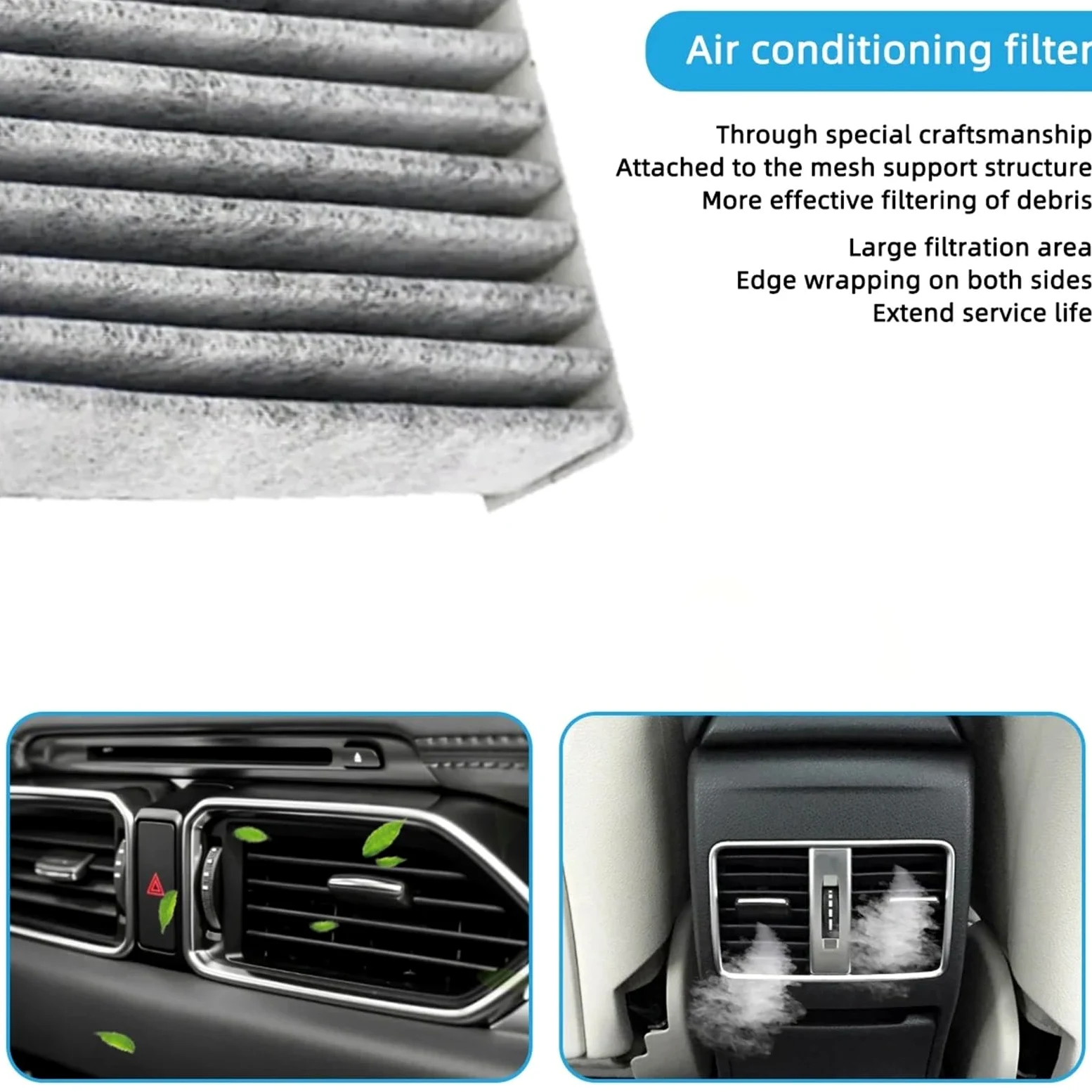 Filtro de aire de cabina de coche, polen, gases de escape, reemplazo de accesorios, apto para Mazda CX-9 2016-2023 CF12157 871390E040 Filtro de habitáculo