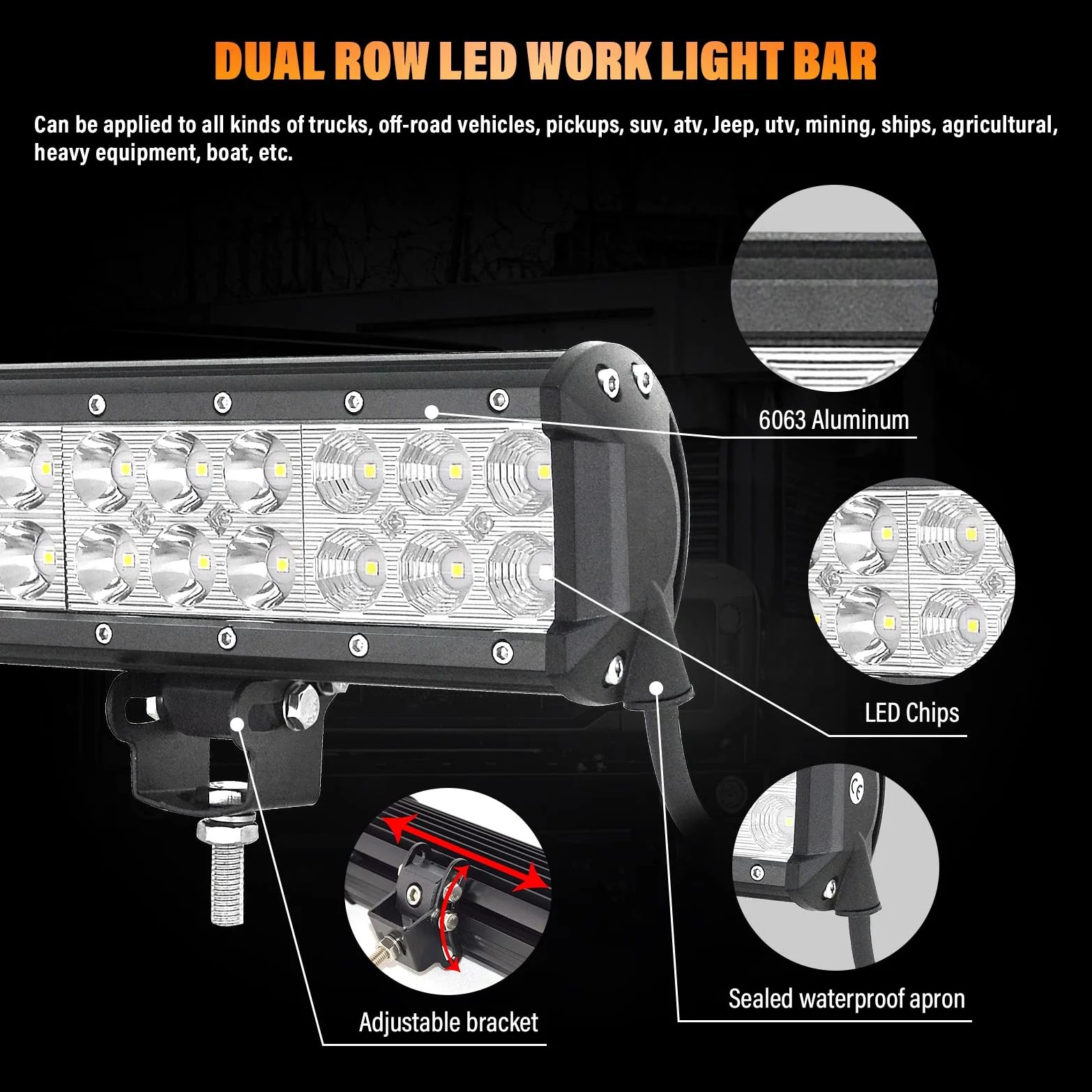 Barra Led 4x4, SKYWORLD 71 cm 180W Barra de luz LED de Trabajo con 12V Arnés de Cableado Faro Led Focos Led Barras Led Trabajo para Coche Tractor SUV ATV UTV Camion Barco Todoterreno