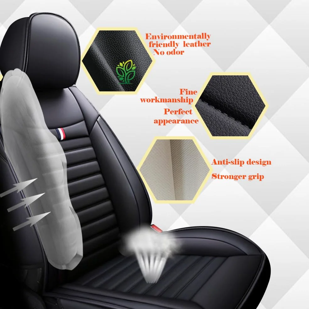 Mitsubishi ASX Eclipse Cross L200 Lancer Mirage Outlander Shogun, juego de 5 piezas de fundas universales de cuero para asientos de coche, transpirables, resistentes a la suciedad y al