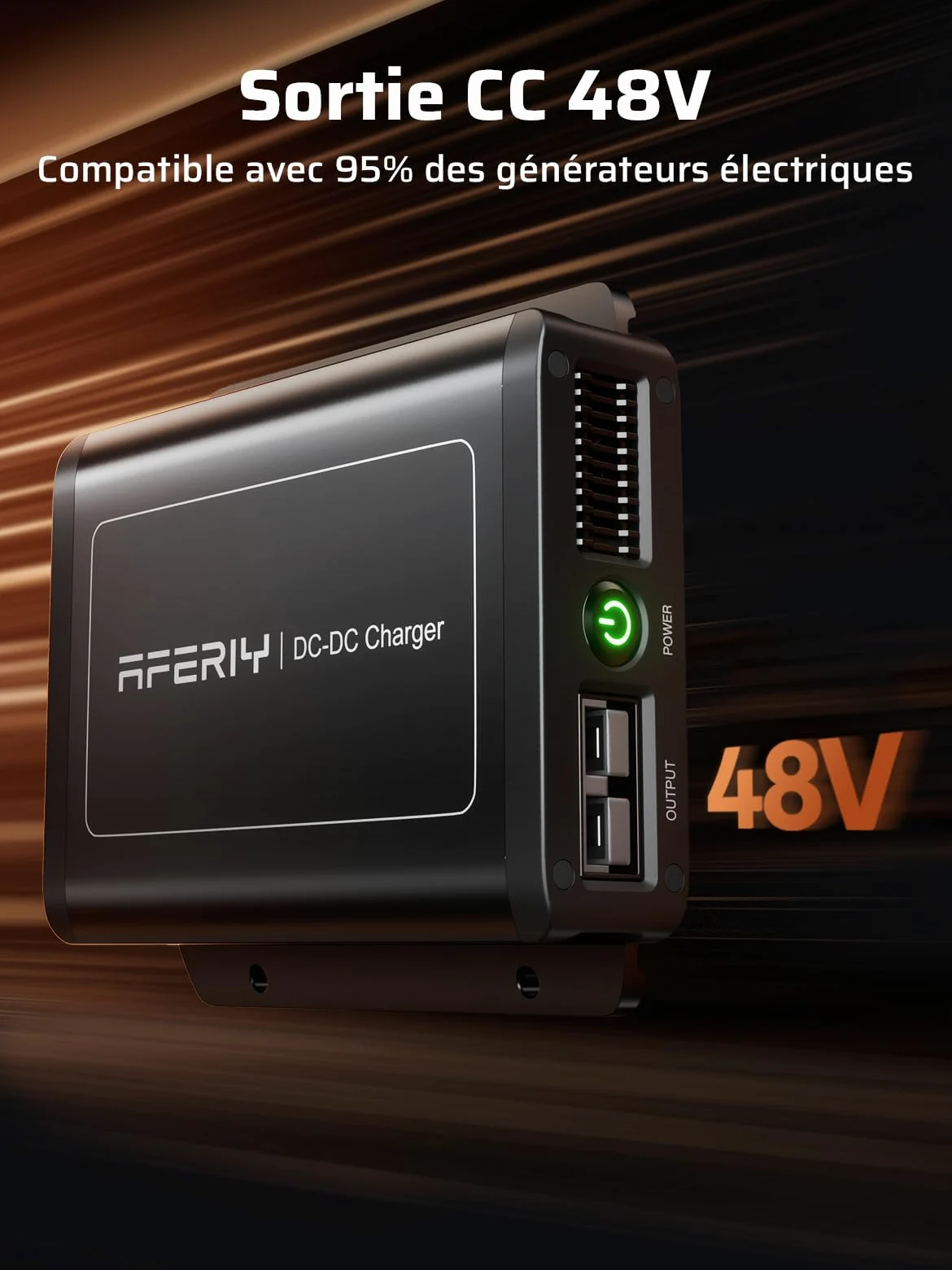 AFERIY Estación EléCtrica Cargador 580 W, CC-CC, 6 Veces Más Rápido Que Un Cargador De Mechero, Seguro Y Portátil, Compatible con Estaciones EléCtricas De 48 V, VehíCulos De 12 V/24 V Y Autocaravanas