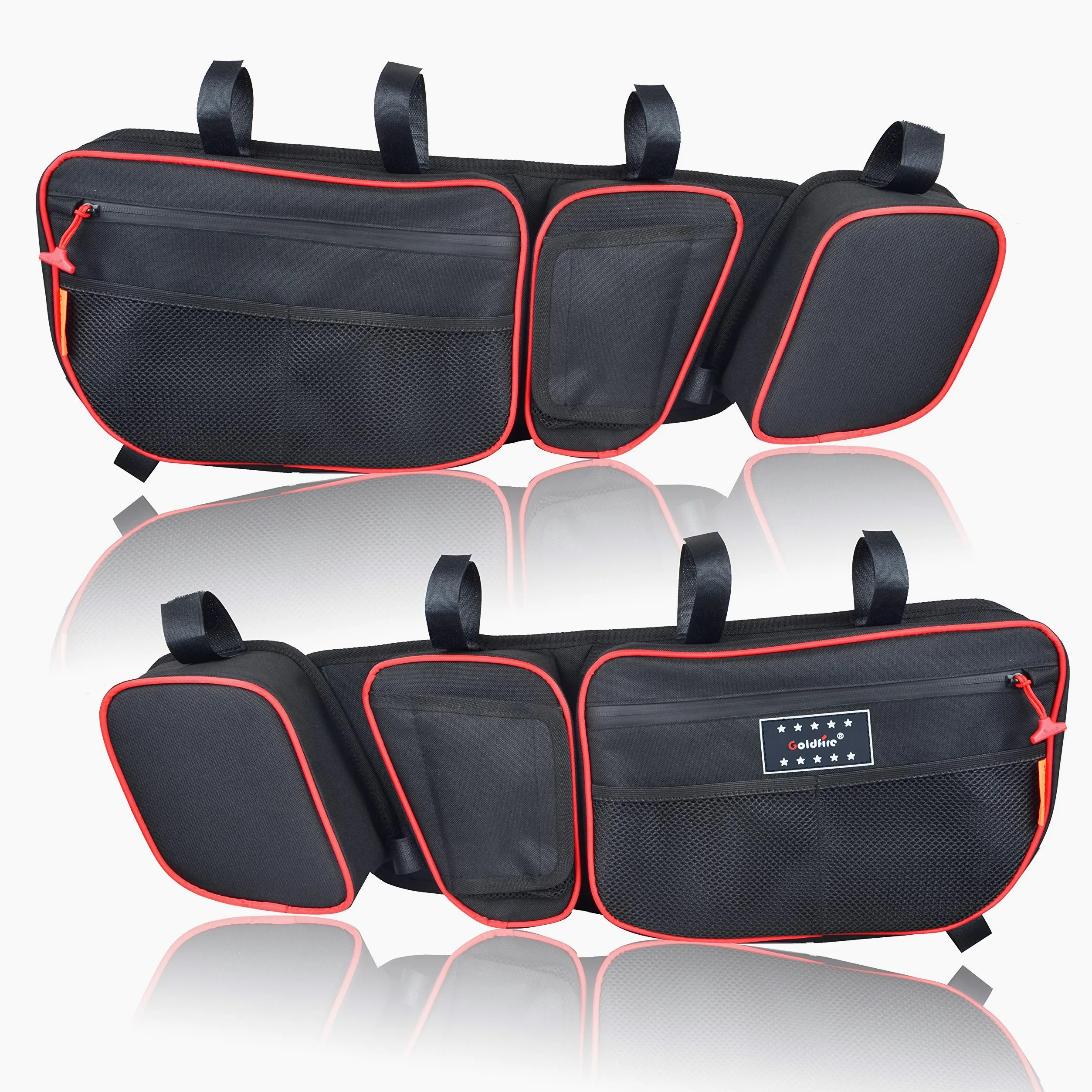 X3 bolsas para puerta delantera superior para Can Am Maverick X3 XDS XDS Turbo R con rodillera extraíble (ribetes rojos)