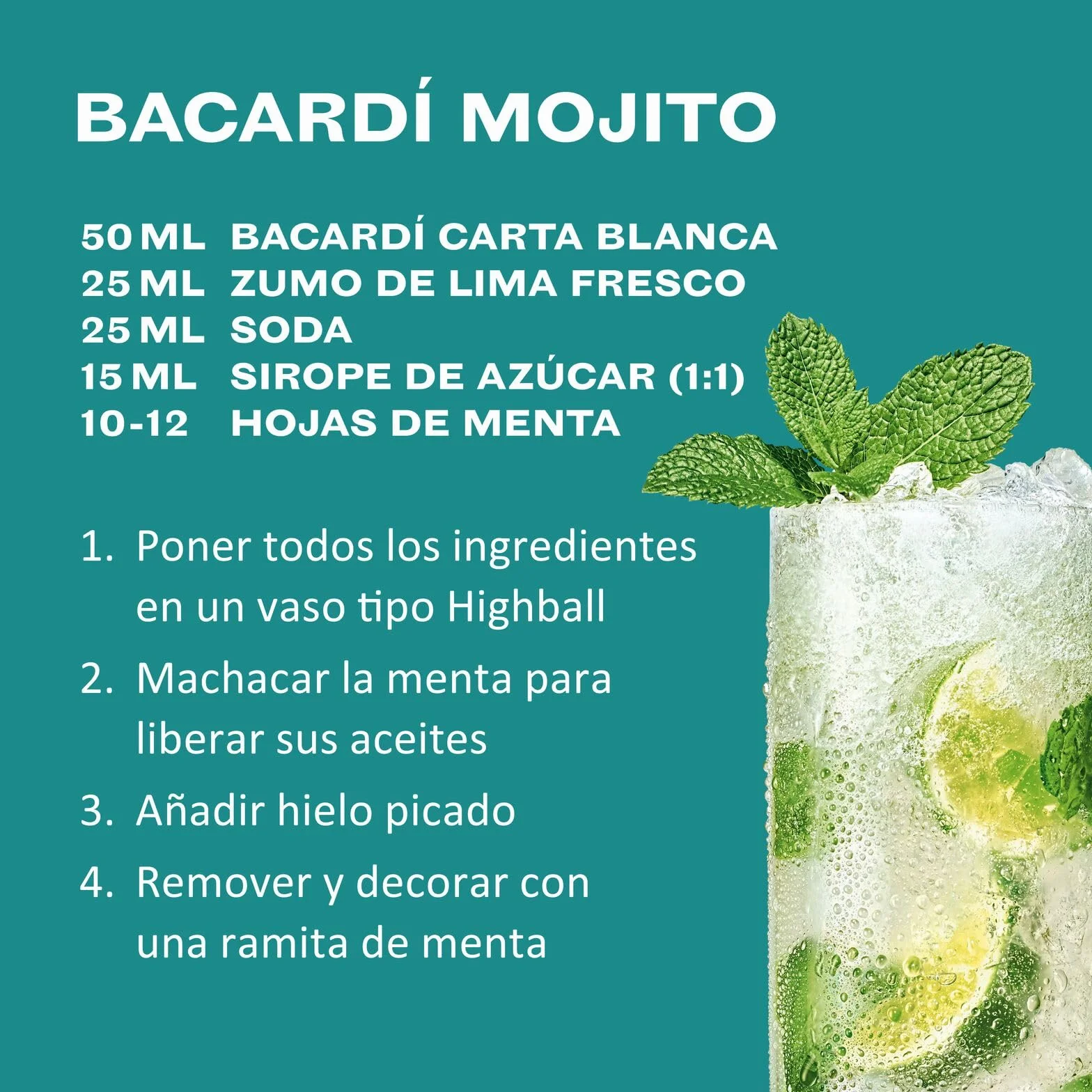 BACARDÍ Carta Blanca Ron Blanco Superior 37,5% ALC. 1 L Ron Caribeño Icónico