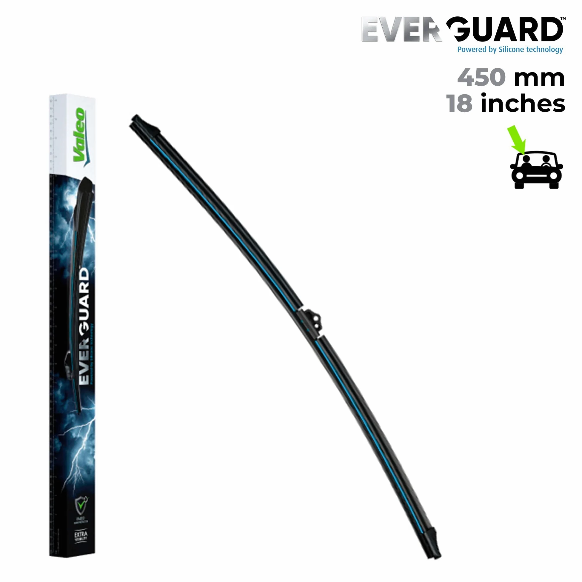 VALEO EVERGUARD - Premium - Kit de Escobillas Limpiaparabrisas Con Laminas de Silicona VSF65 + VSF45 - Longitudes: 650mm + 450mm - Escobillas Delanteras - Paquete de 2