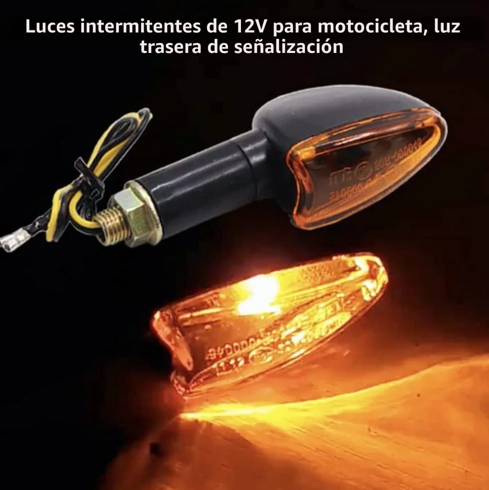 intermitentes moto, 12V, 2 mango corto y 2 mango largo, flechas universales para intermitente moto pequeña, para ATV, Scooter, Quad Cruiser, todoterreno, Color ámbar (4)