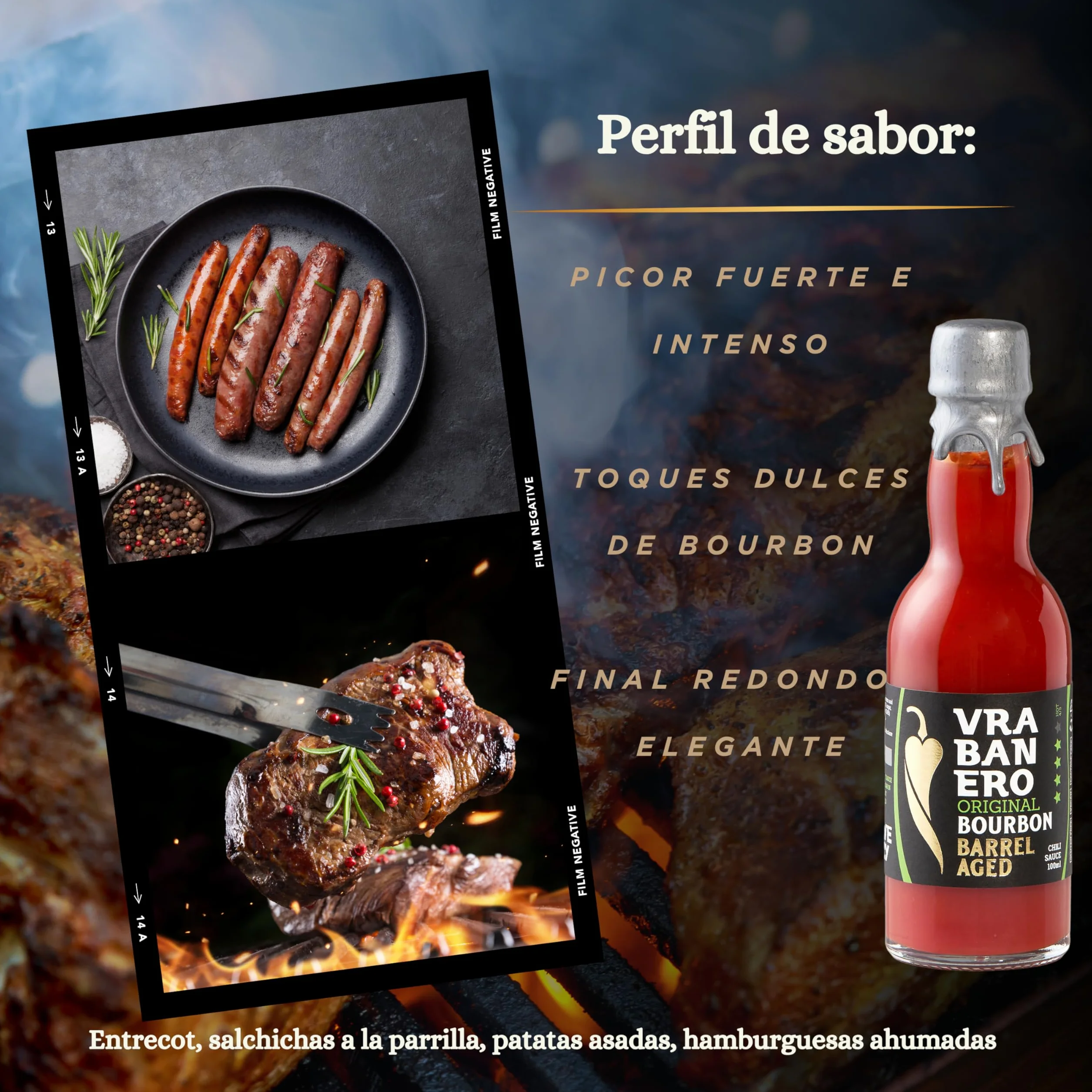 I LOVE SPICY Vrabanero Original Bourbon 100ml Salsa Picante con 80% Chiles Fermentados Envejecida en Barrica Bourbon Nivel Picante 4/5