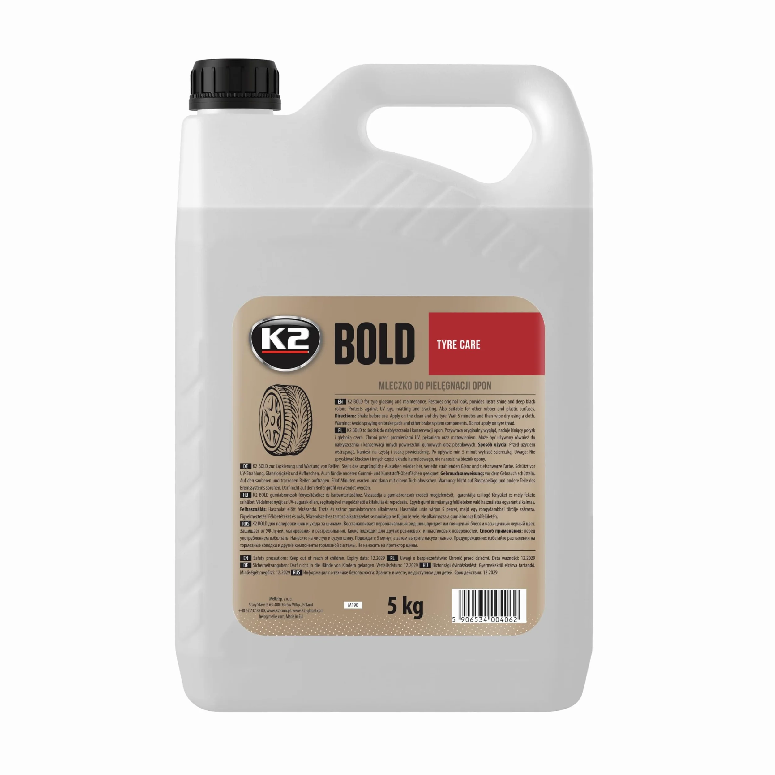 K2 Bold Acondicionador y Protector Abrillantador de Neumáticos Gomas de Exterior 5 litros
