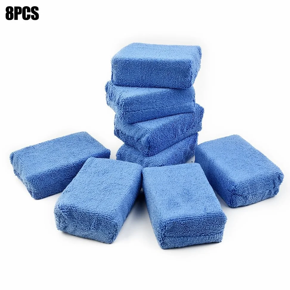 Esponja aplicadora de microfibra para lavado de coche, 12 cm x 8 cm x 3,5 cm, azul, 4/8 unidades