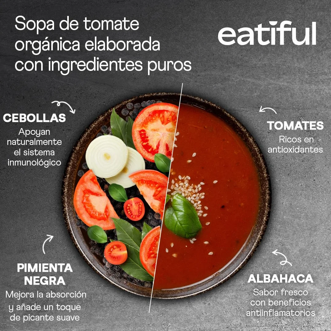 Sopa de Tomate Orgánica 400g Paquete de 5, Vegana, Sin Gluten, Sin Conservantes