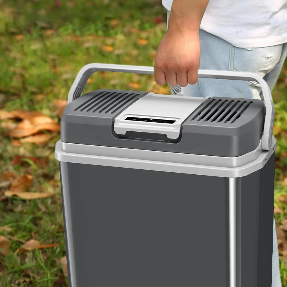 Nevera eléctrica portátil para coche de 24 litros, mini nevera con mango ergonómico, enchufe de 230 V y 12 V, modo frío y cálido, ideal para camión, coche, barco, camping, autocaravana