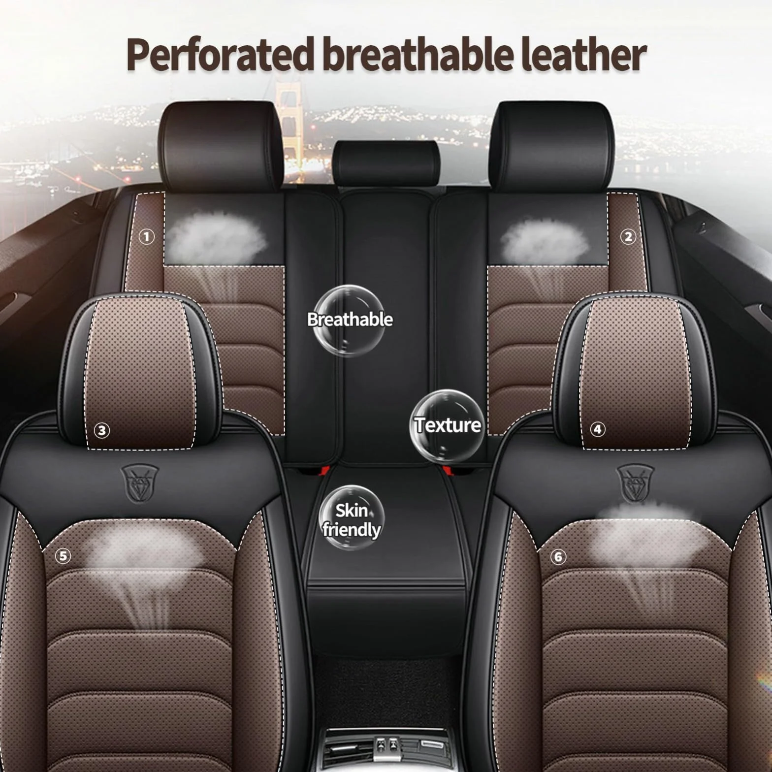 Fundas Asiento Coche Ajuste Universal para Mercedes-Benz Marco Polo,5 Plazas Asientos Coche Cubre Protector Impermeable con Airbag Accesorios Asiento(Black)