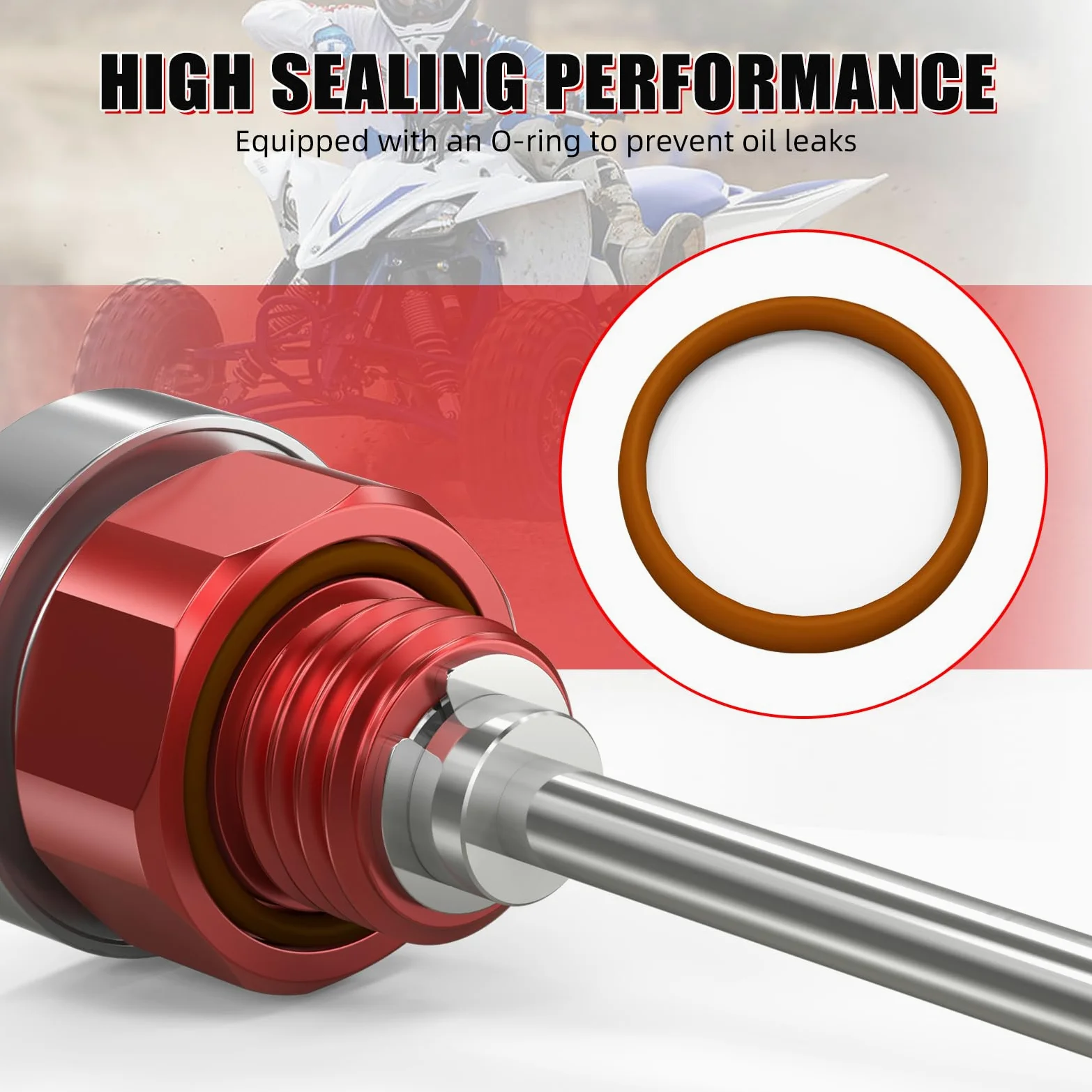 NICECNC Varilla de Aceite con Indicador de Temperatura Compatible with Yamaha Raptor 700 2006 2007 2008 2009 2010 2011 2012 2013 2014-2024, 700R 2006-2020 2021 2022 2023 2024, 700R SE 2010-2024 Rojo