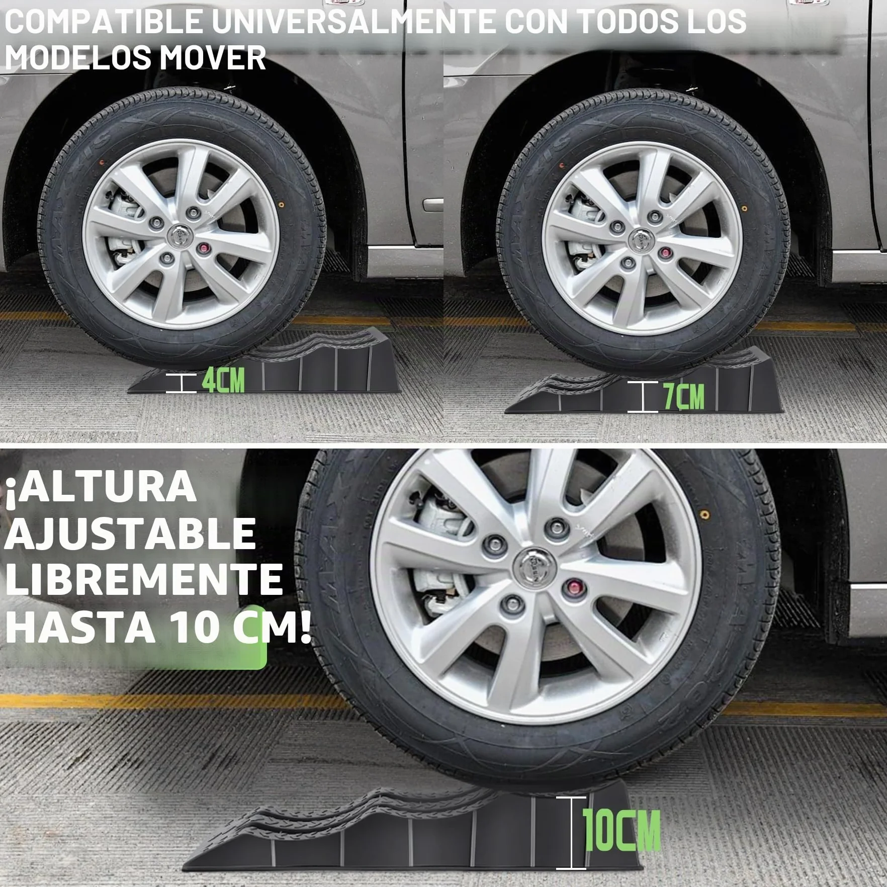 Rampas para Coches, 3 Niveles de Altura 4/7/10cm Calzos Autocaravana, 2 Unidades Rampa Coche, Camper Furgoneta Accesorios, Estabilizadores Camper, Cuñas Niveladores para Cualquier Superficie
