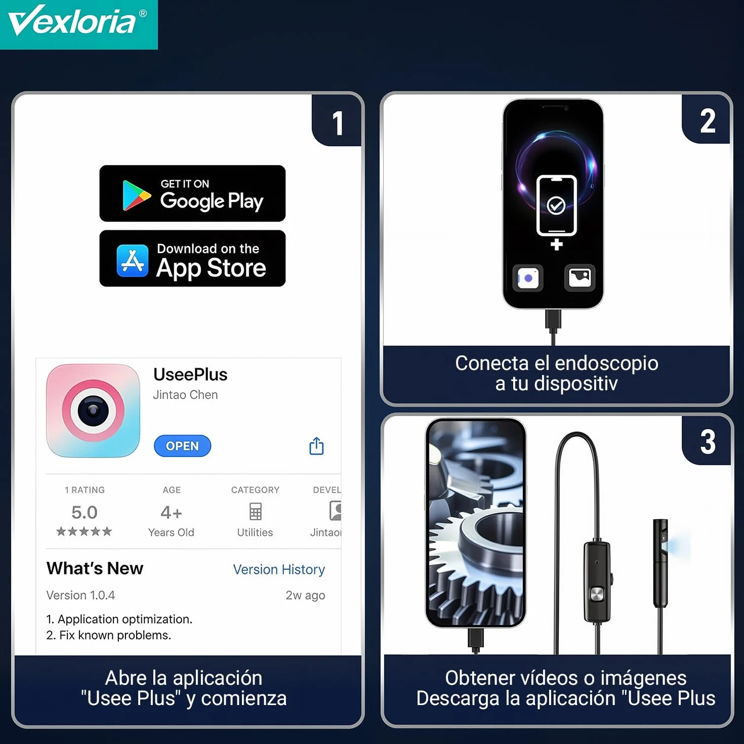 Vexloria Endoscopio Cámara de Inspección, 1920P HD Cámara Endoscópica, Endoscopio para Movil con 8 Luces LED Sonda de 7,9 mm, IP68 Impermeable Camara Inspeccion Tuberias para Android, iPhone(5 M)