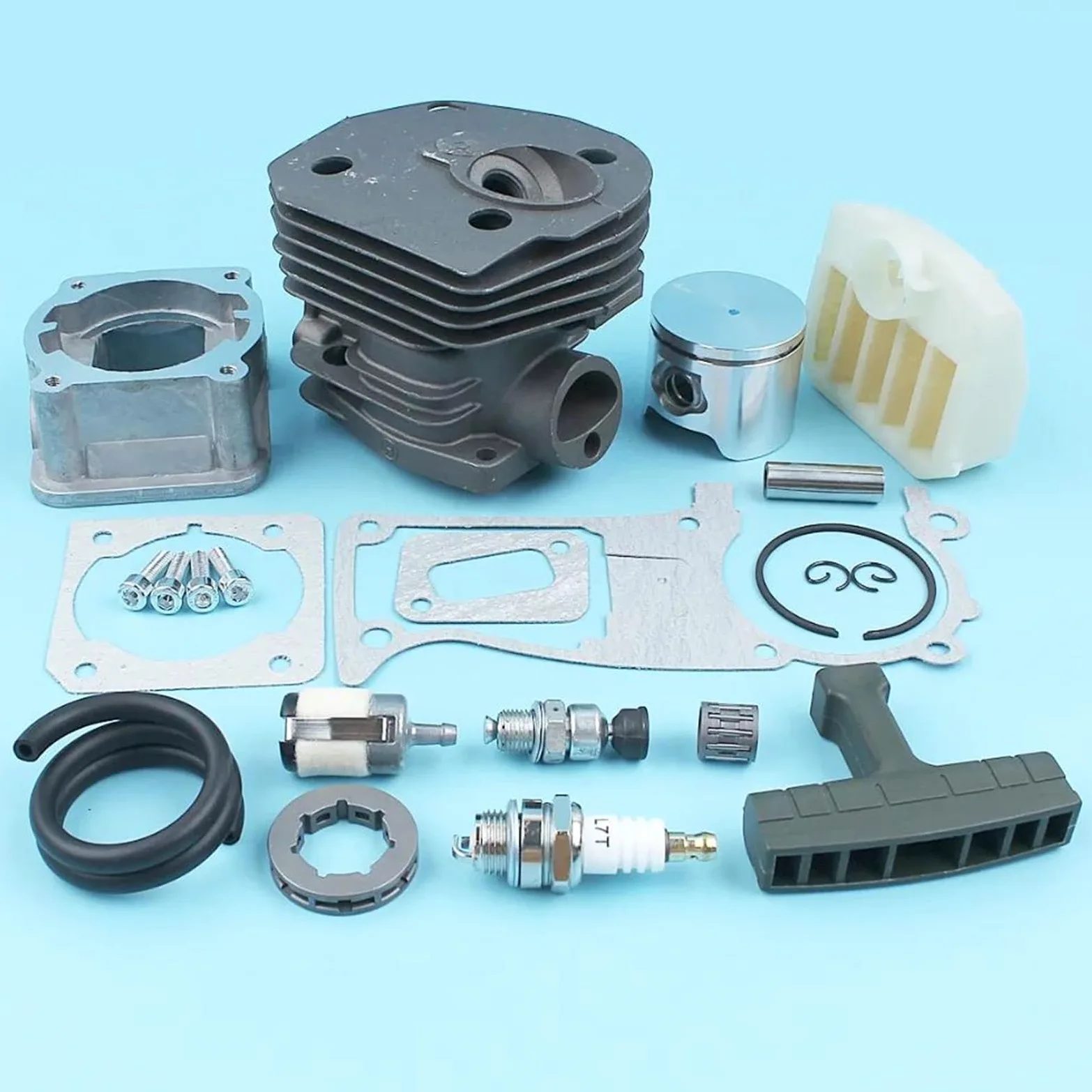 Kit De Juntas De Cárter De Motor De Pistón De Cilindro De 44 Mm para Motosierra para Jonsered CS 2141, 2145, 2149, 2150 Y 2152, con Revestimiento Nikasil. Más Piezas De Reparación.
