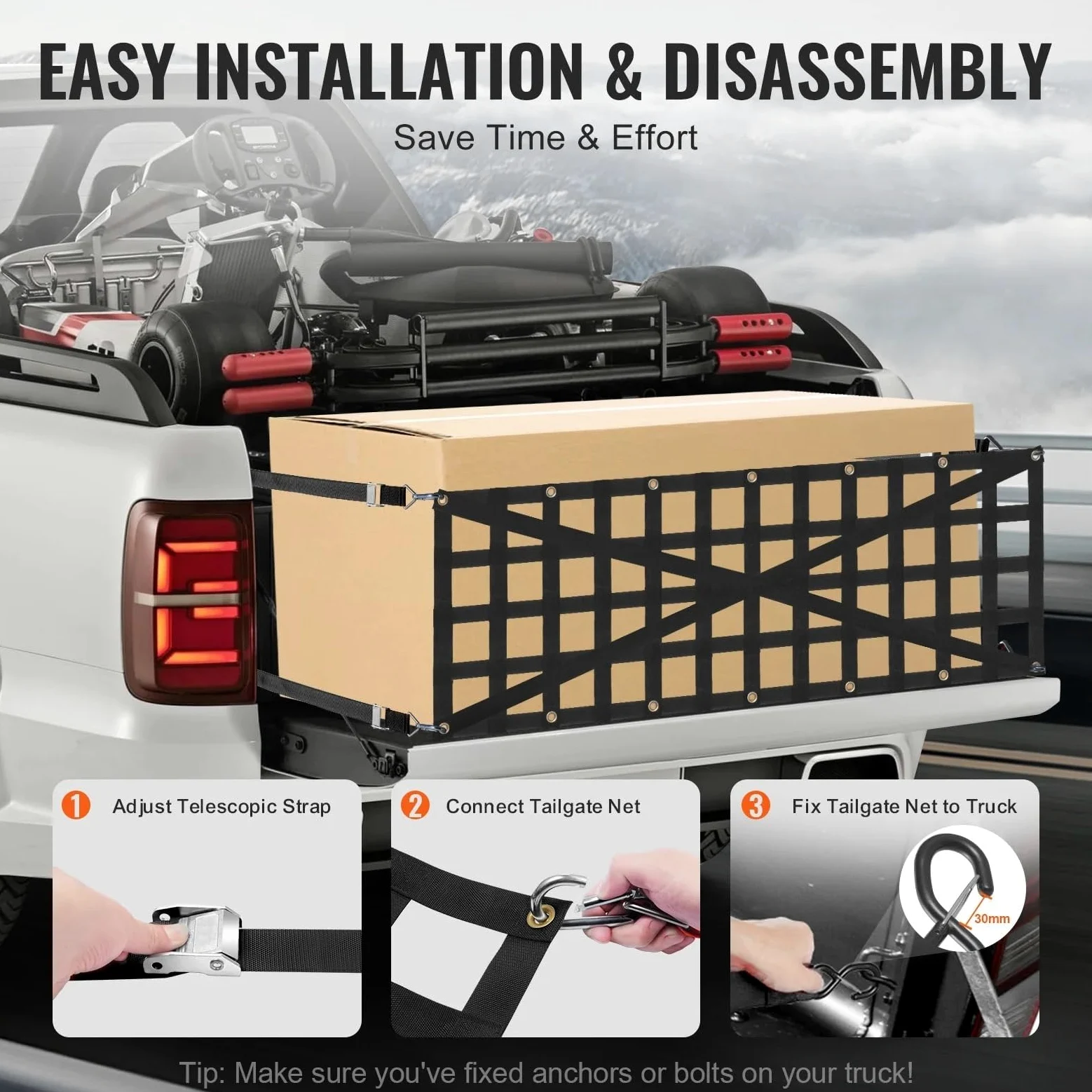 Red Maletero de Coche Universal Car Rear Trunk Net Mesh Elastic with 4 Telescopic Straps Cargo Storage Organizer For Pickup Trailer