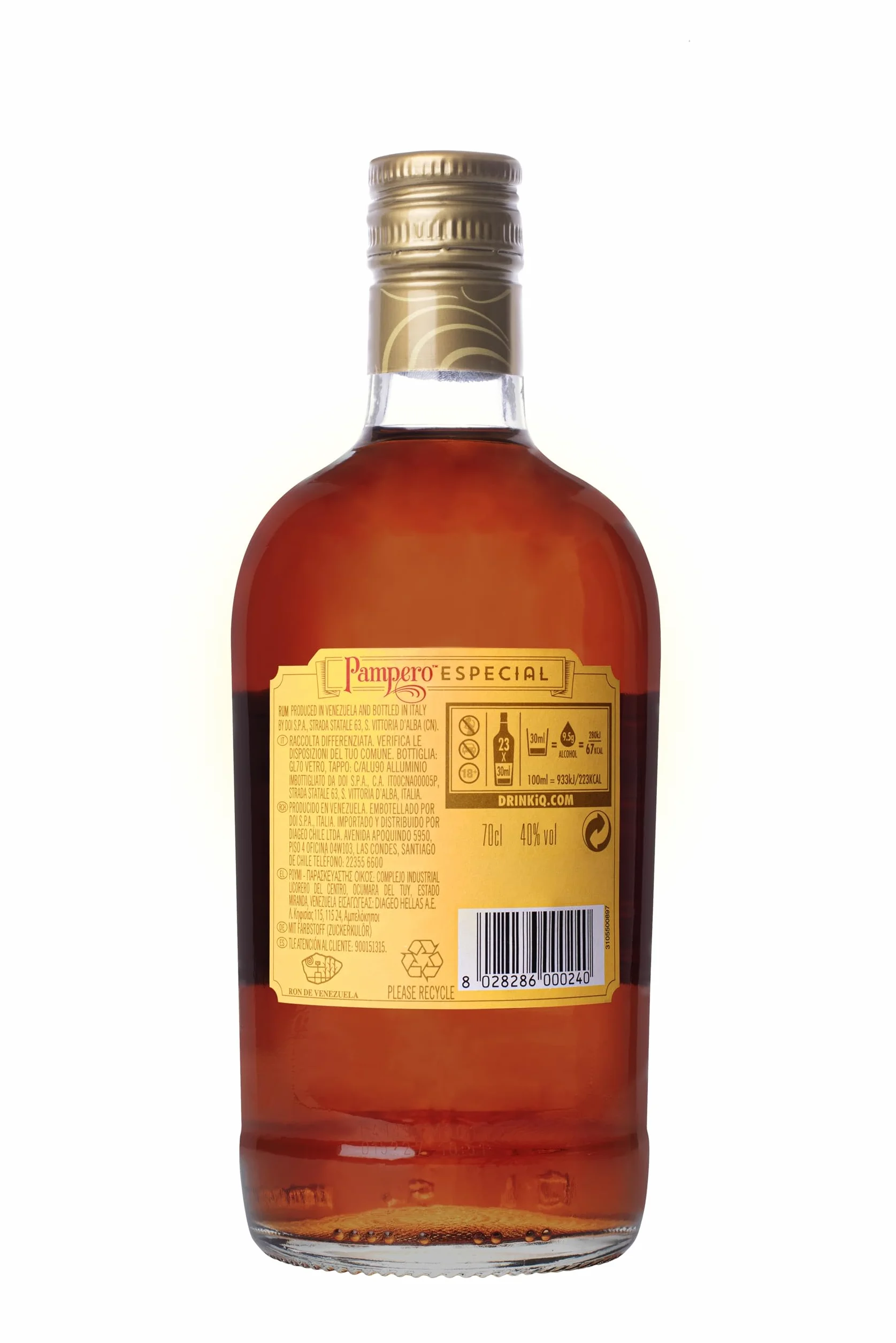 Ron Pampero Especial 70 cl - Ron Blanco Añejado en Barricas Ex-bourbon 40% vol