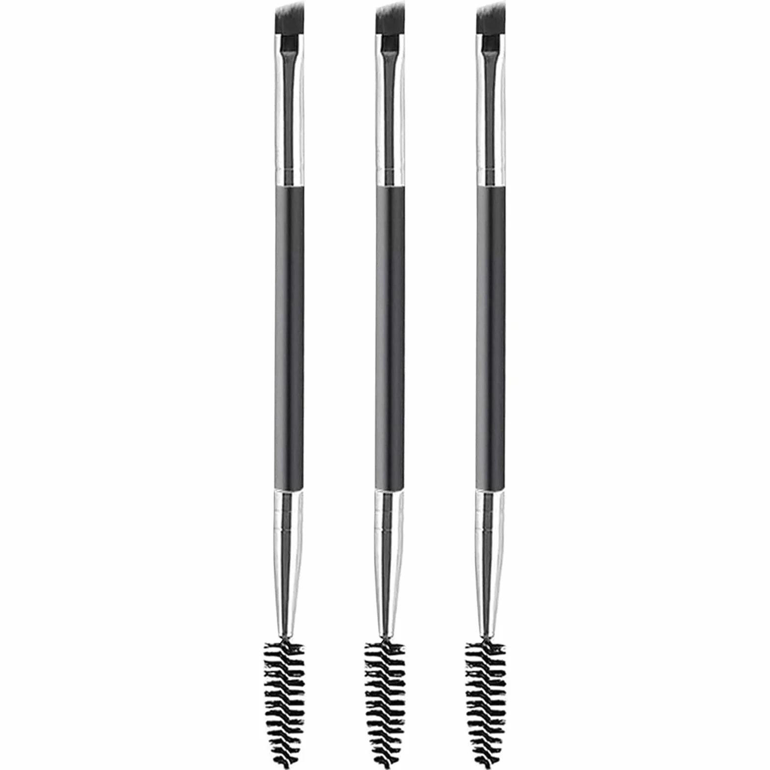 Duo Eye Brow Brush 2 en 1 - 3 brochas en ángulo para cejas y cepillo de bobina, mini cepillo de pestañas