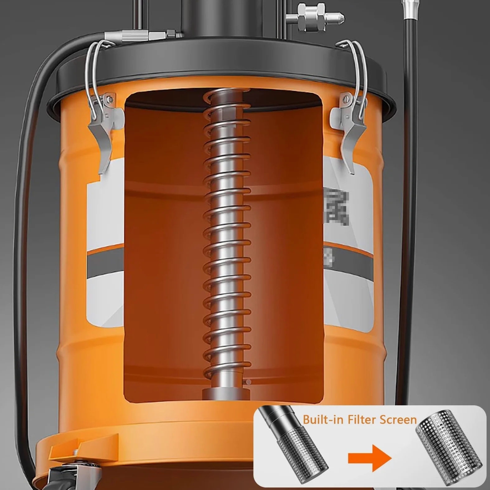 Portátil Bomba de Aire a Alta Presión para Grasa de 40 L | 0,9 L/min, Pistola Universal, Relación de Presión: 80:1, para Aceite de Alta Temperatura