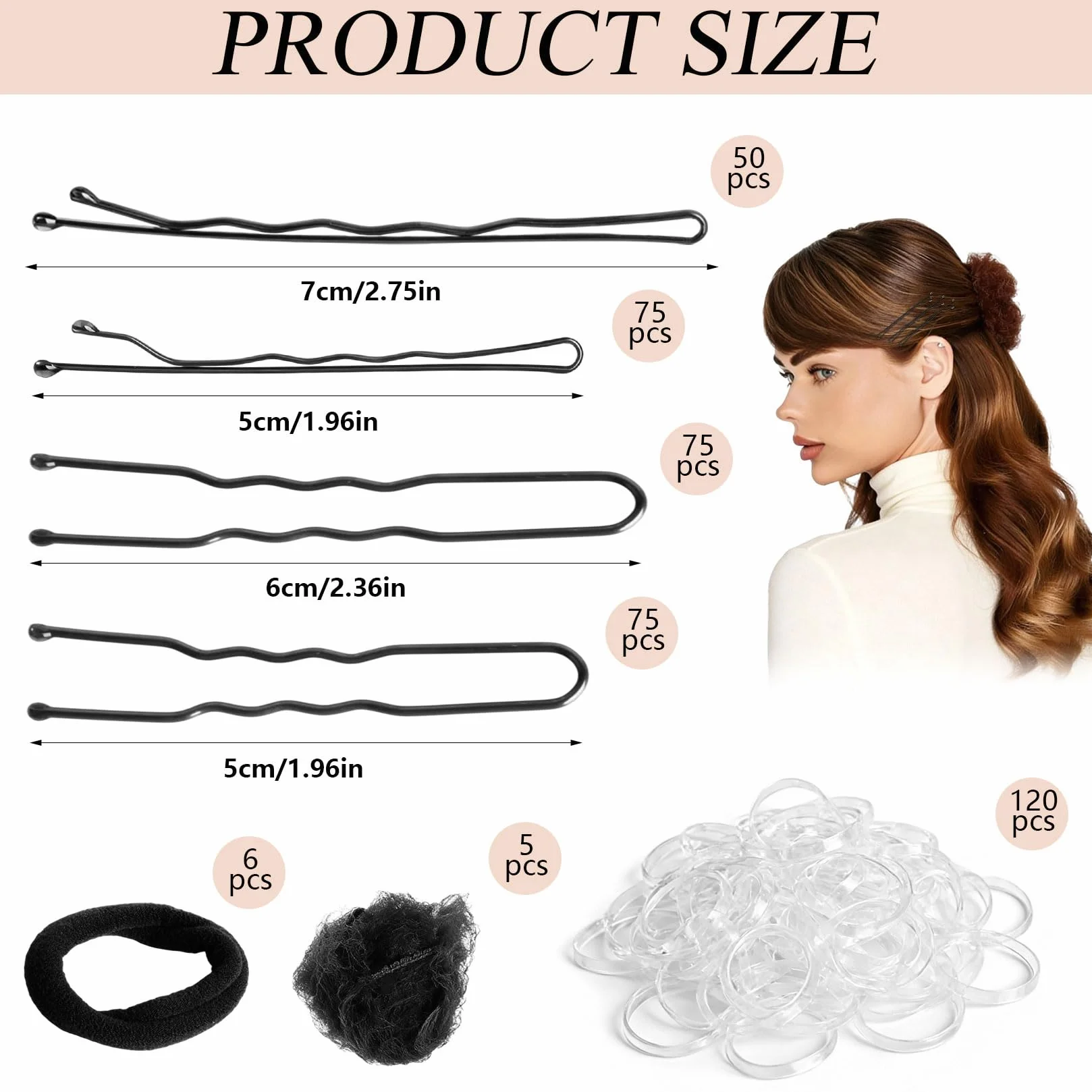 Horquillas Pelo Mujer, 406 Pcs Horquillas Metal para el Cabello con Elástico