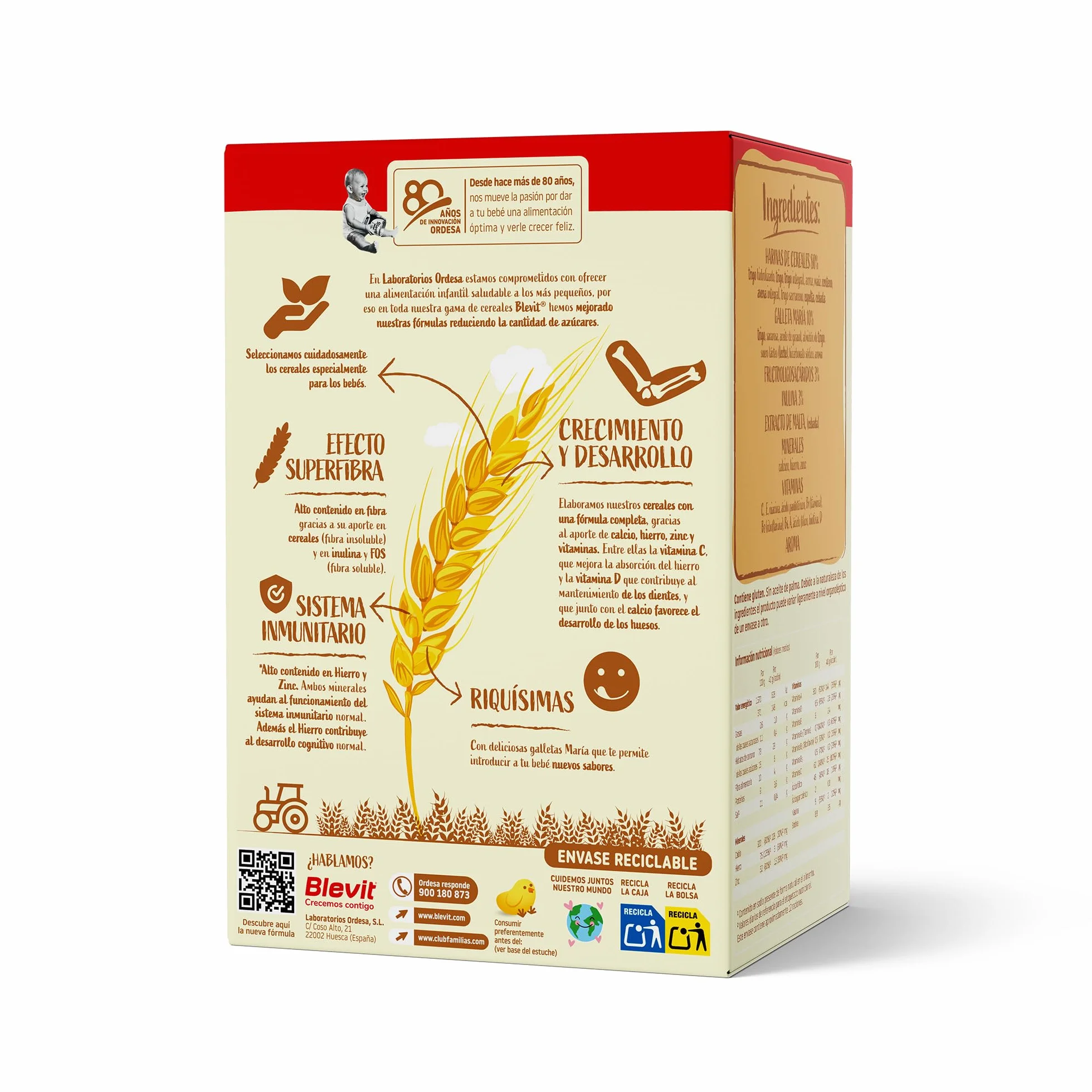 Blevit Superfibra 8 Cereales con Galletas María 500g Papilla para Bebé 5 Meses