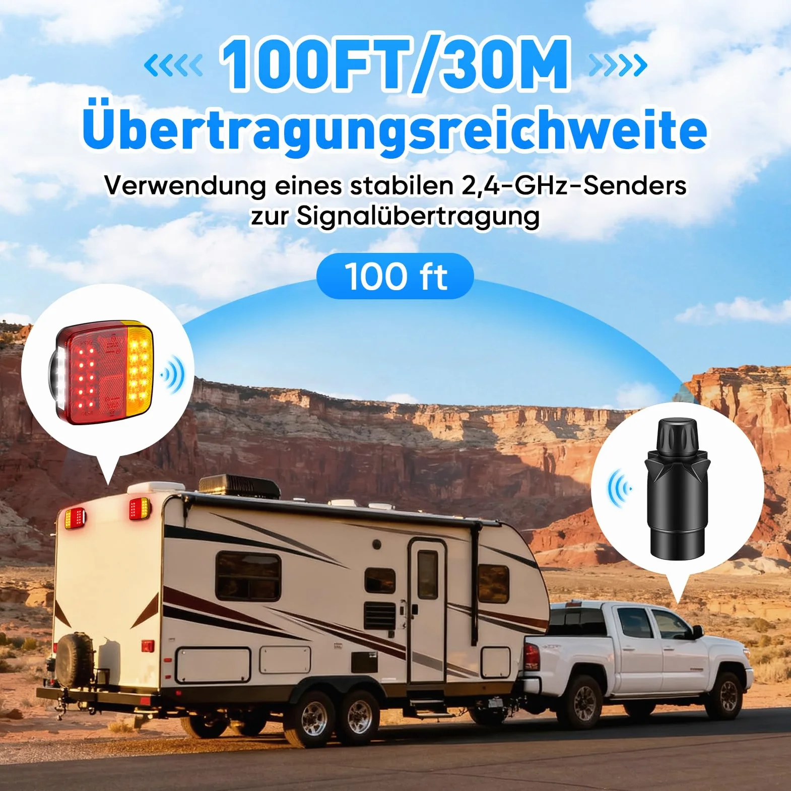 BlumWay Luces magnéticas inalámbricas para remolques, transmisores mejorados de 2,4 GHz con batería de 2000 mAh, kit de iluminación para camiones, barcos, autocaravanas, vehículos, caravanas