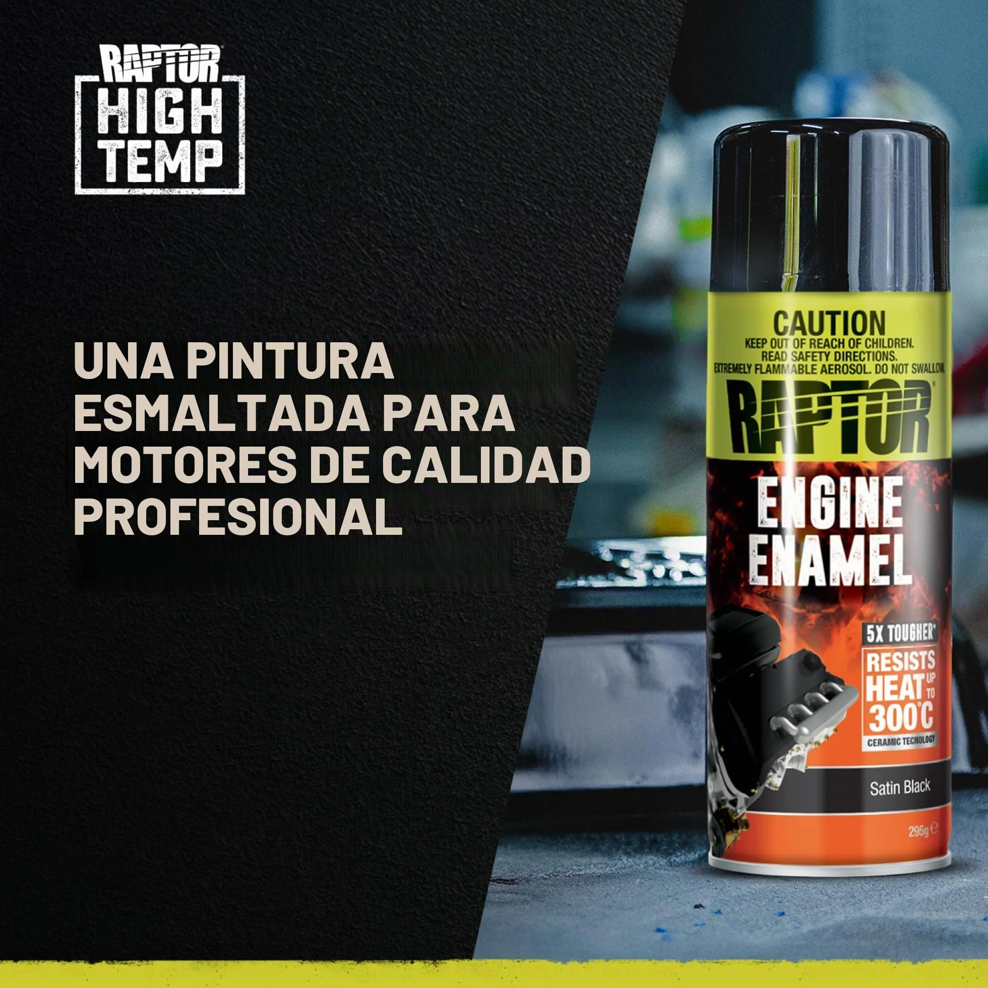 U-POL Raptor Engine Enamel | Pintura 1K Spray Para Motor | Resistente al Calor Hasta 300 °C | Protección Contra el Calor, Aceite y Líquidos en Compartimento del Vehículo