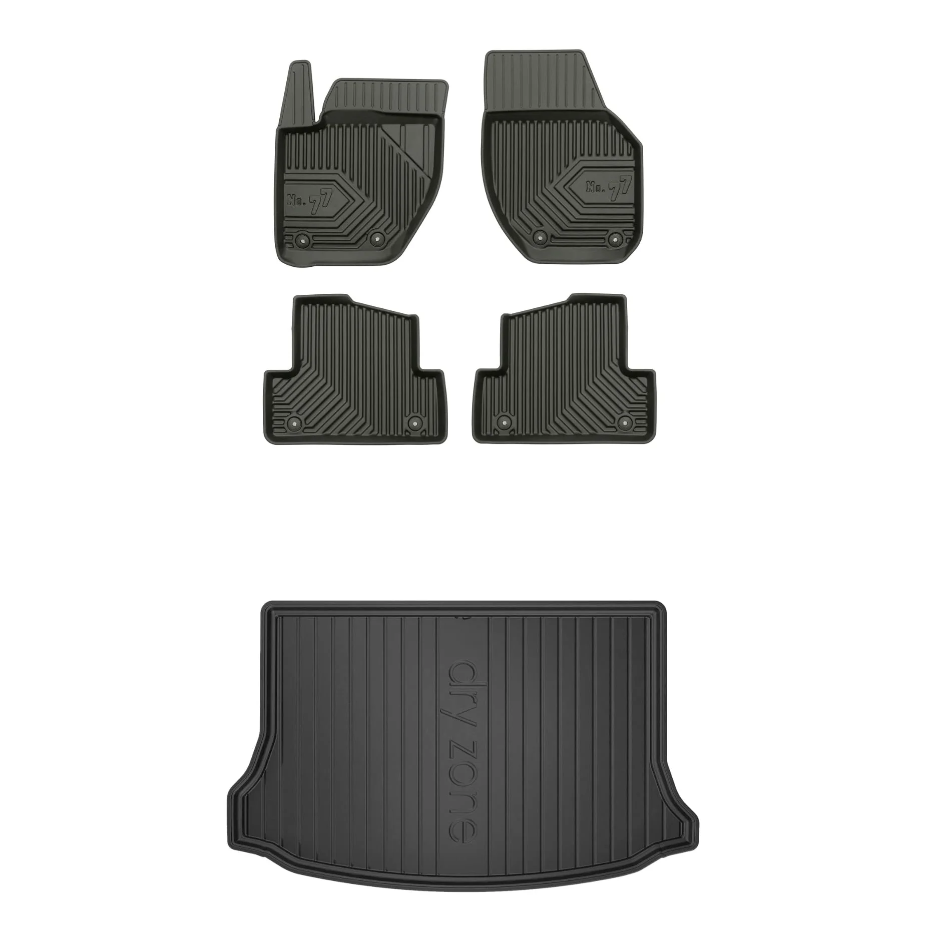 FROGUM Un Juego de Alfombrillas de Goma para Coche y cubeta Maletero exclusivas Alfombras para Volvo V40 II 2012-2019 | Borde Alto | para Todo el año | Al tamaño
