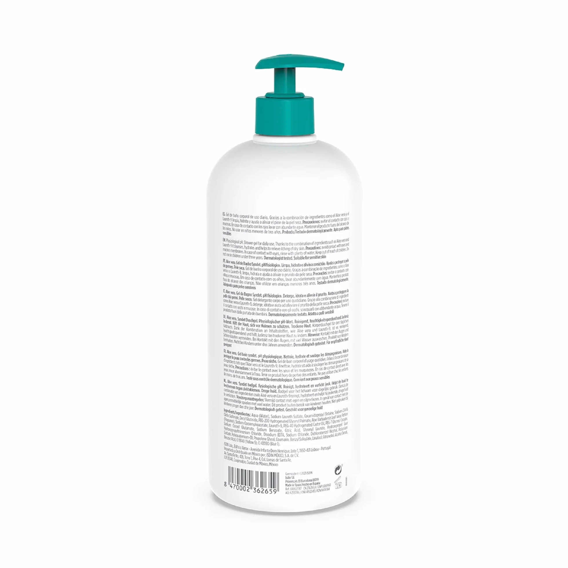 ISDIN Germisdin Aloe Vera Gel de Baño Syndet 1 L Paquete de 2 Higiene Corporal