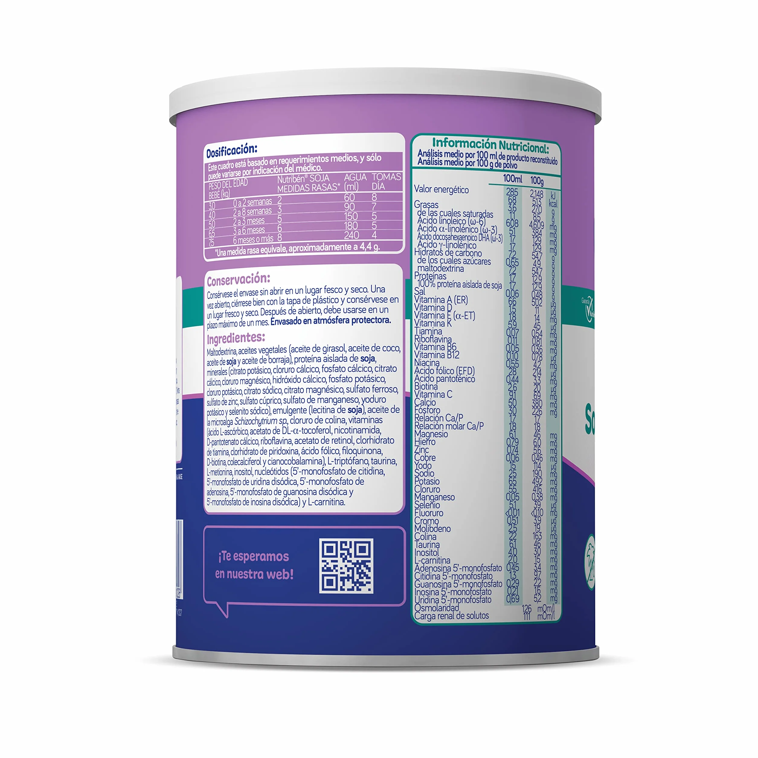 Nutribén Soja Leche en Polvo Bebé 400g sin Aceite de Palma