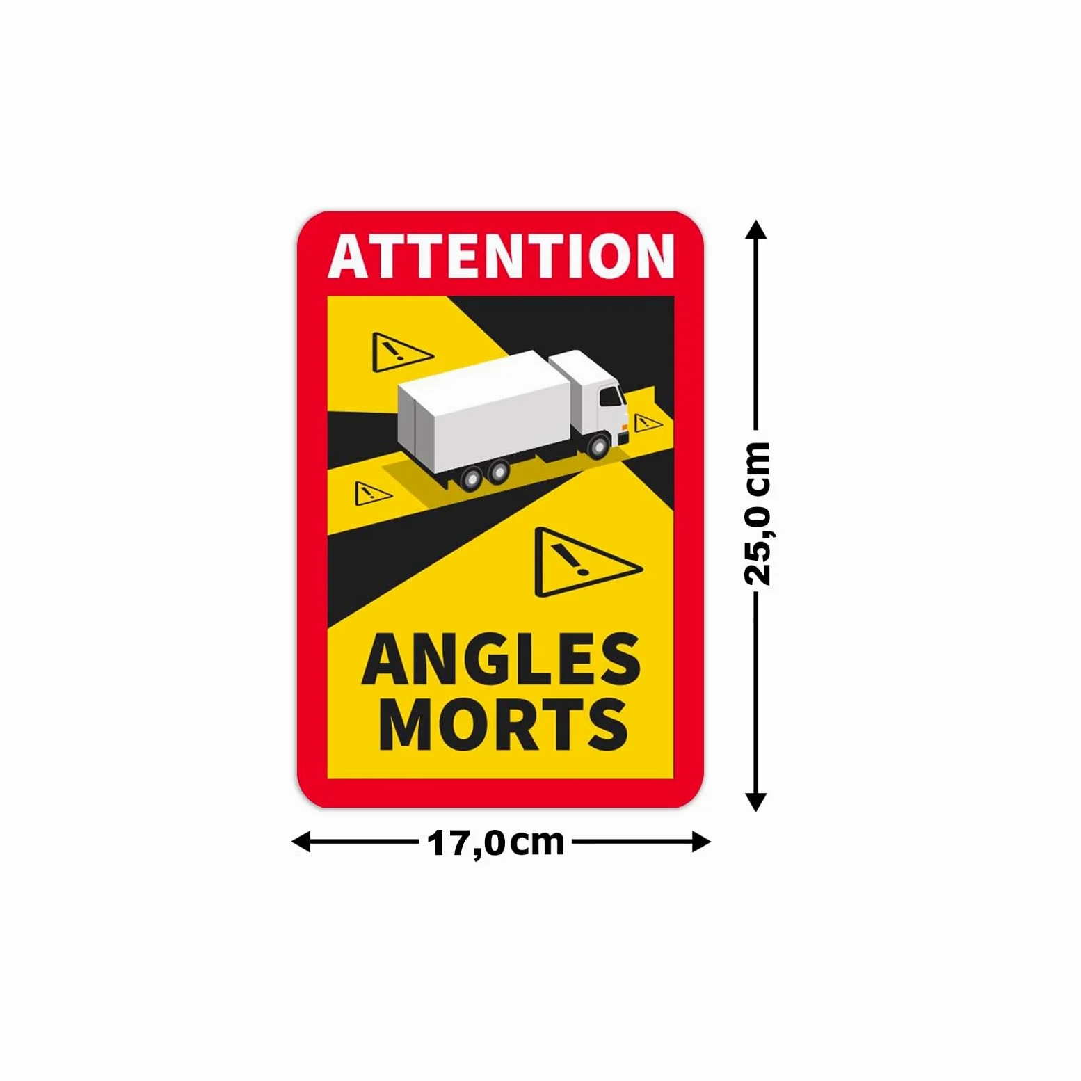 12 placas magnéticas Attention Angles Morts, 25 x 17 cm, para camiones y caravanas, cartel de advertencia para Francia con protección UV