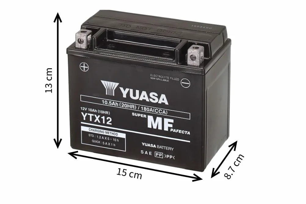Yuasa YTX12 Batería de moto AGM VRLA 12V 180 CCA