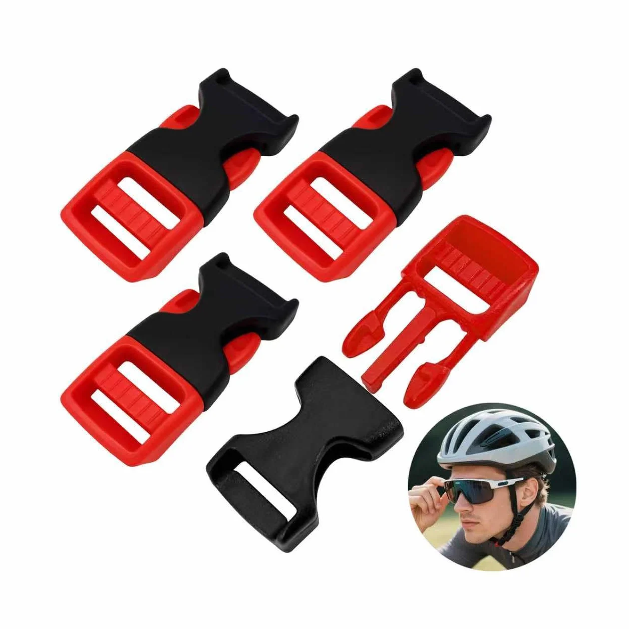 4 Juego de Clips de Barbilla de Casco,Cierres para Casco de Bicicleta, Clip de Barbilla, Cierre de Conector,Compatible con Casco de Bicicleta Y Casco Abus