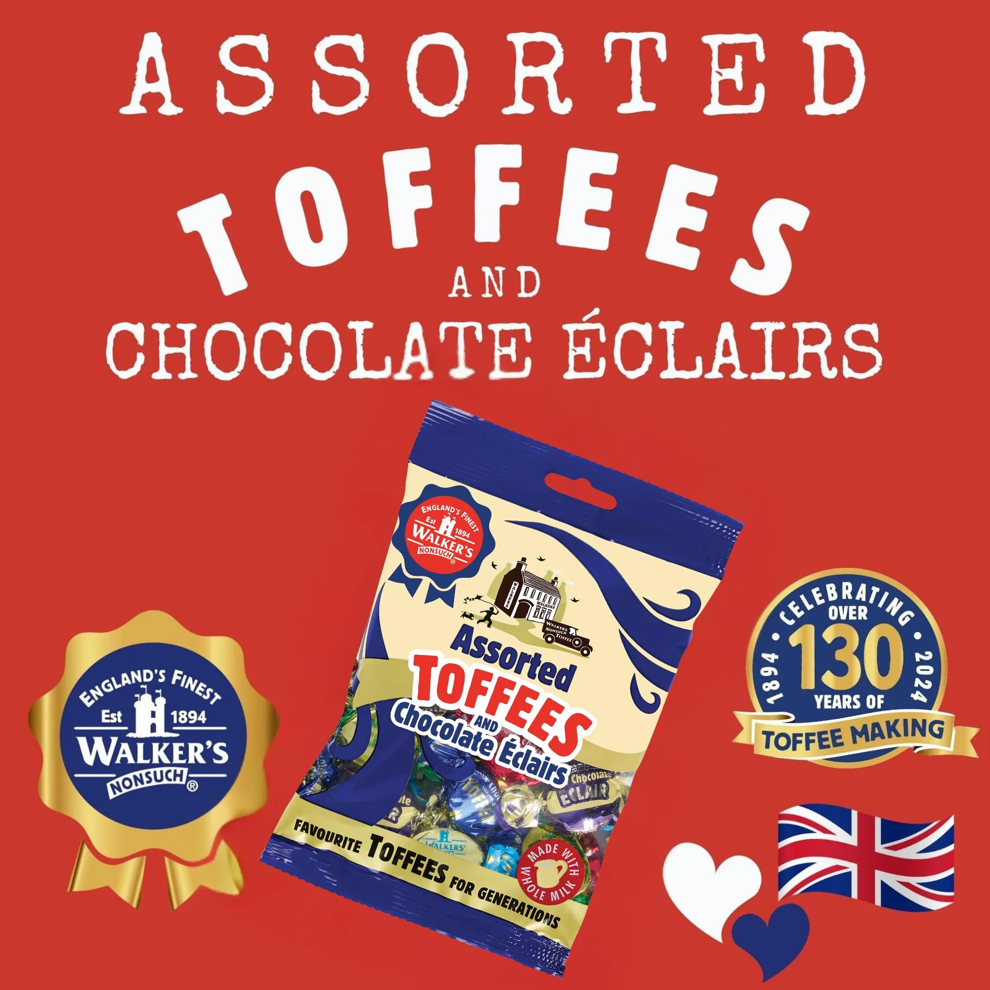 Walkers Assorted Toffees and Chocolate Eclairs Bag 150g