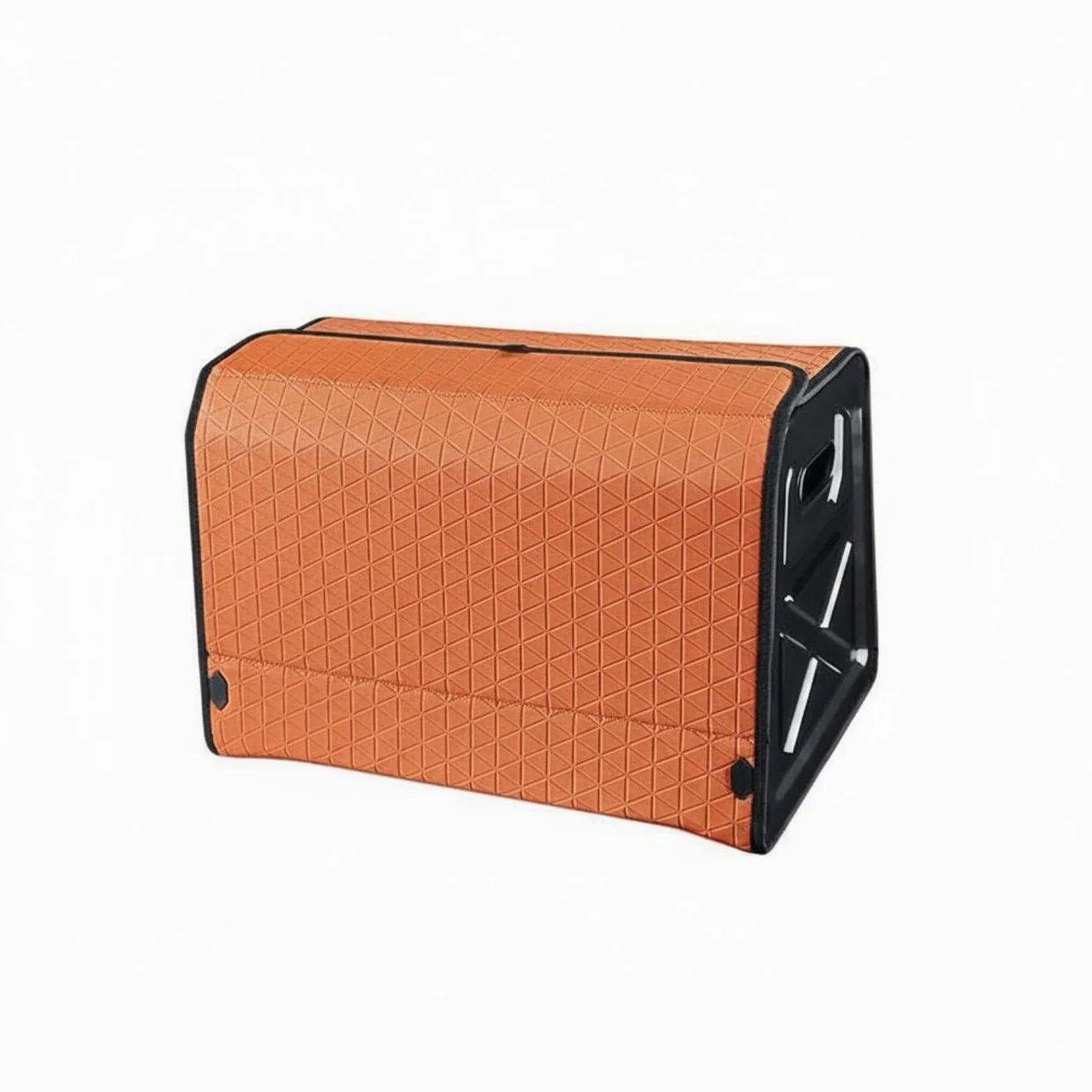 Organizador de Maletero Plegable con Función de Ahorro de Espacio Estructura Resistente en Cuero y Tapa de Apertura Sencilla Destinado a Usuarios de, Naranja