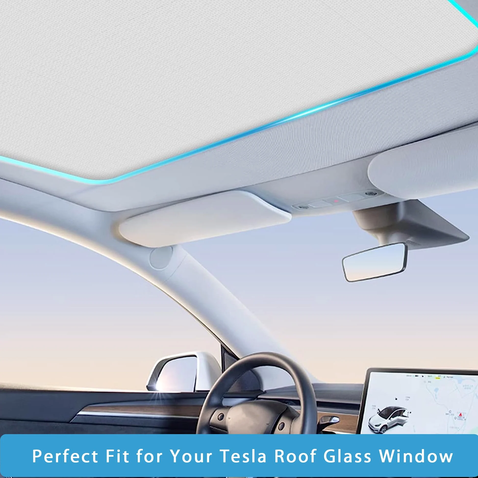 TOPABYTE Parasol de Techo para Tesla Model 3 Highland 2026 2018-2025, Parasol de Vidrio para Techo Solar, Aislamiento de Ventana, Protección UV y Térmica, Beige (Producido en China)
