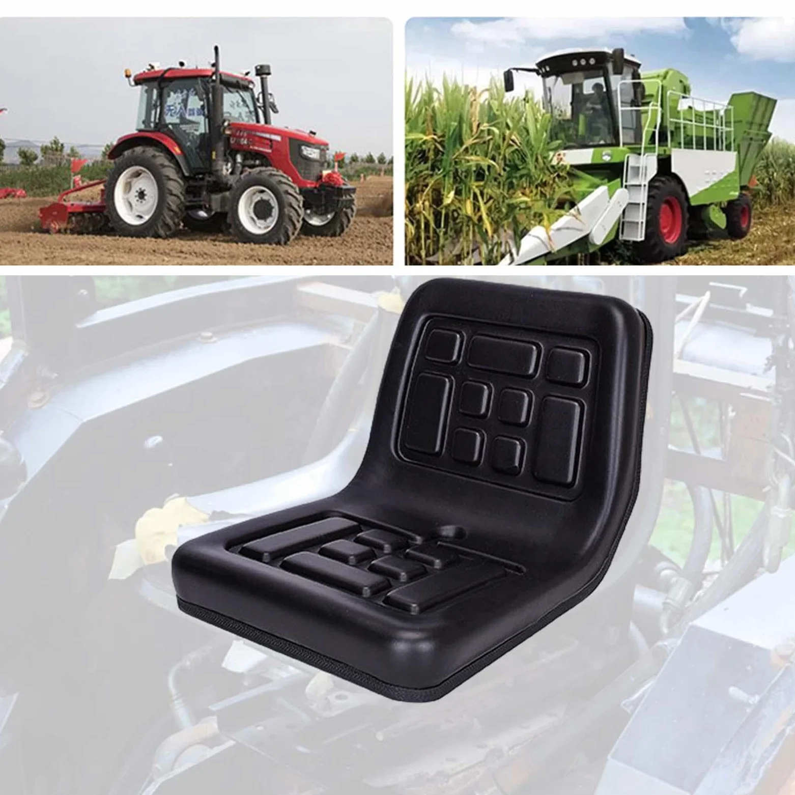 Asiento para Tractores Asiento Maquinaria Agrícola Asiento Universal Cosechadora con Acolchado Grueso de Cuero Pu Fácil de Colocar Y Limpiar Adecuado, Modelo de soporte