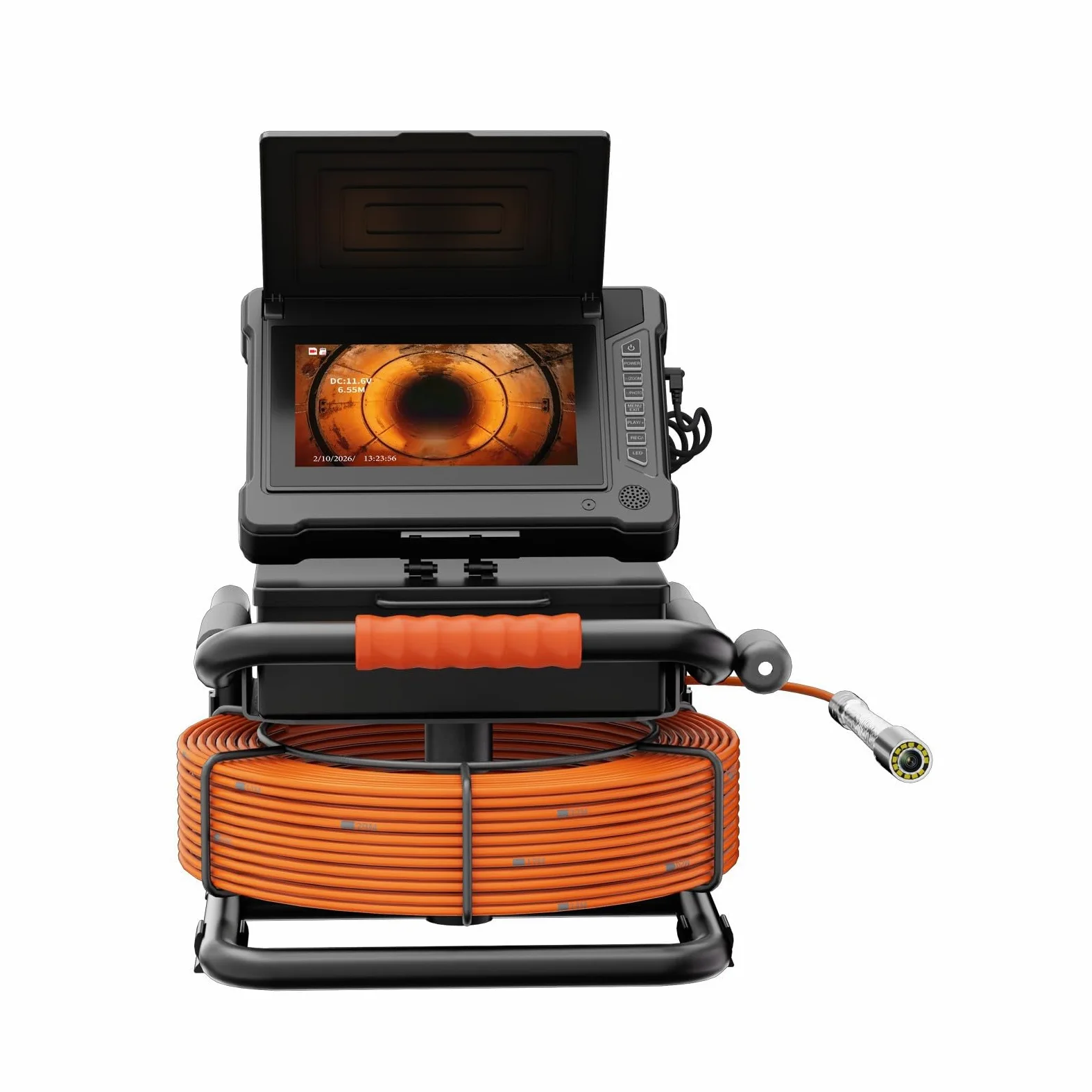 7"AHD Display Detector De Drenajes,1080P HD Borescope,Cámara De Tuberías,Cable Con Marcas Métricas,Sonda 23mm,12 Lámparas LED Blancas,Tarjeta 32G Incluida,Inspección Conductos Ingenie(Size:20 M/65 FT)