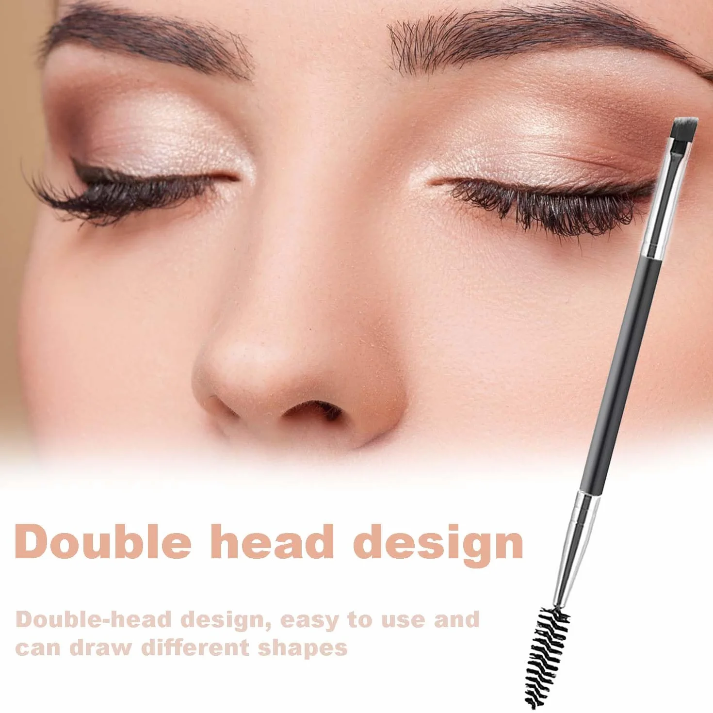 Duo Cepillos de Cejas en Ángulo, Pincel y Brocha para Cejas, Sombra de Ojos y Tinte de Pestañas