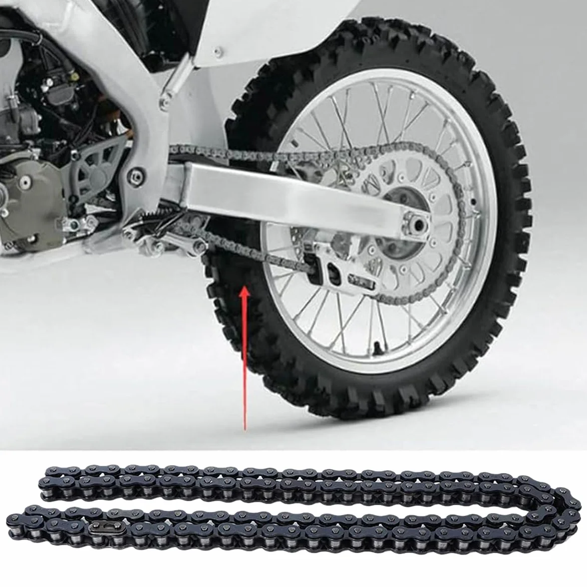 Cadena 428 108 izquierda de repuesto para 50cc, 110cc, 125cc, 250cc, ATV, Quad, Pit Dirt Bike, Go Kart, cadena de metal para motocicleta, negra, 0,786 g