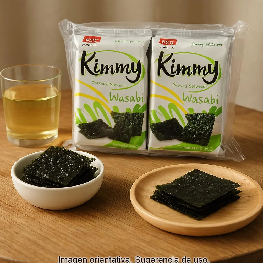 Nori Alga Snack Wasabi Tostada Extra Crujiente 8 Bolsitas 2,7 g Aperitivo Asiático Picante
