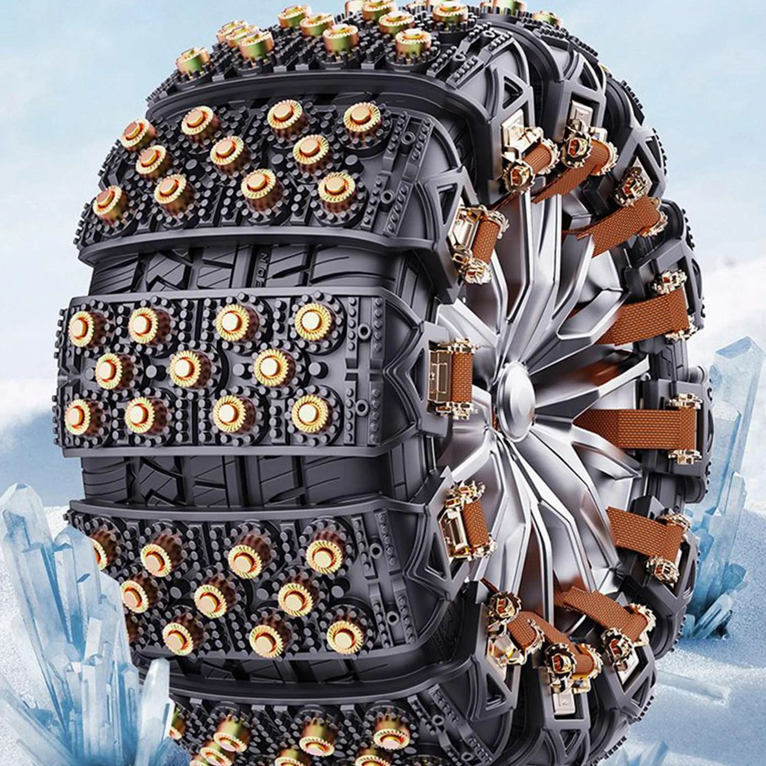 Cadenas De Nieve Para Neumáticos De Coche Instalación En 5 Segundos | Para Neumáticos De 165-265 Mm Cadenas Antideslizantes Para Coche Para Viaje Cortacésped SUV Remolque C
