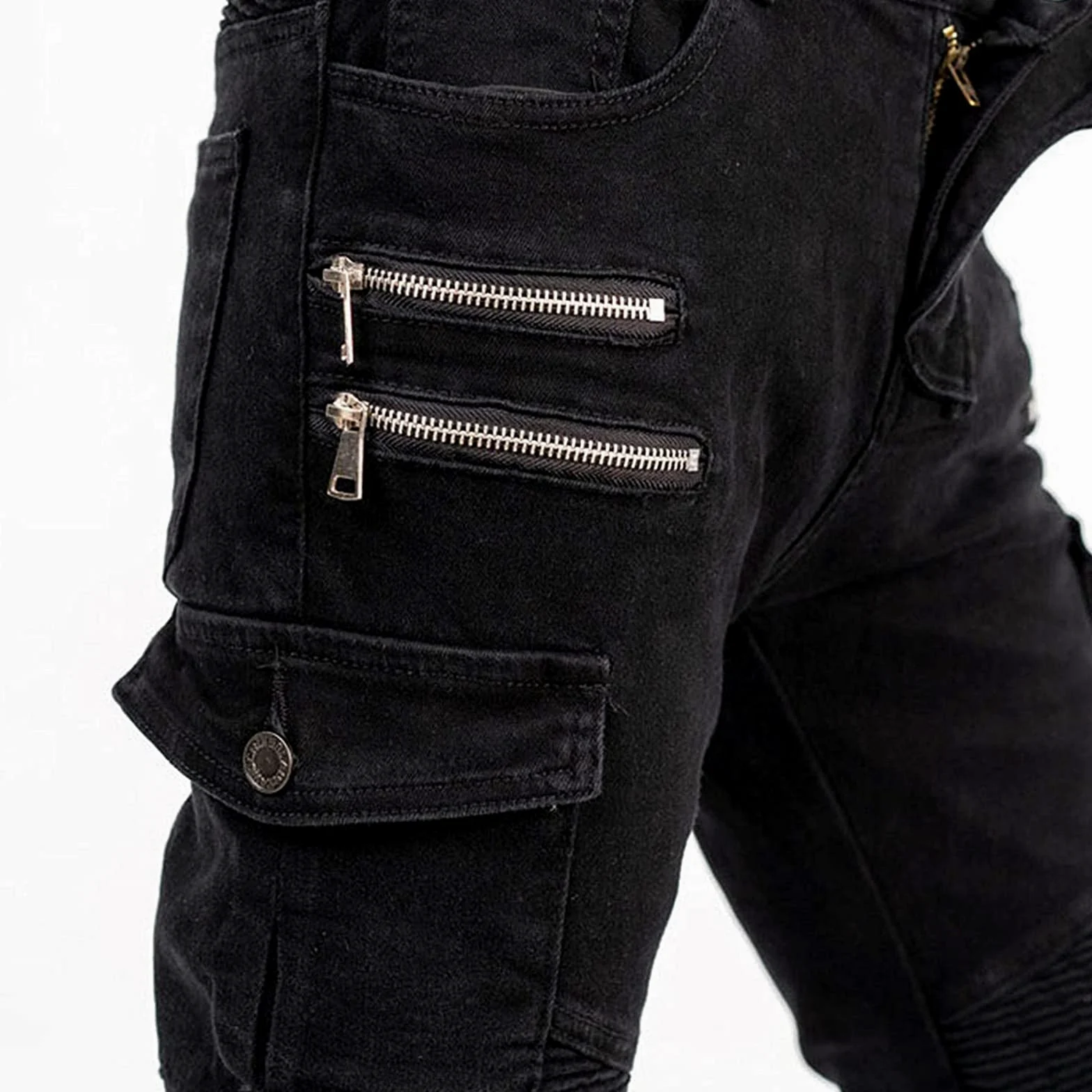Pantalon Moto Hombre con Protecciones, Pantalon Vaquero Moto, Segunda Generación de Equipos de Protección Mejorados, Marcado CE (EN1621-1:2037)