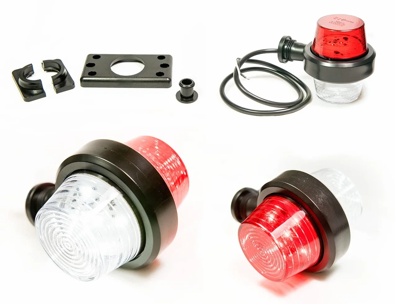 Old school Tuning Piloto intermitente suspendido 12V 24V Colores blanco y rojo para camión Remolque de coche, caravana etc. 1 pieza