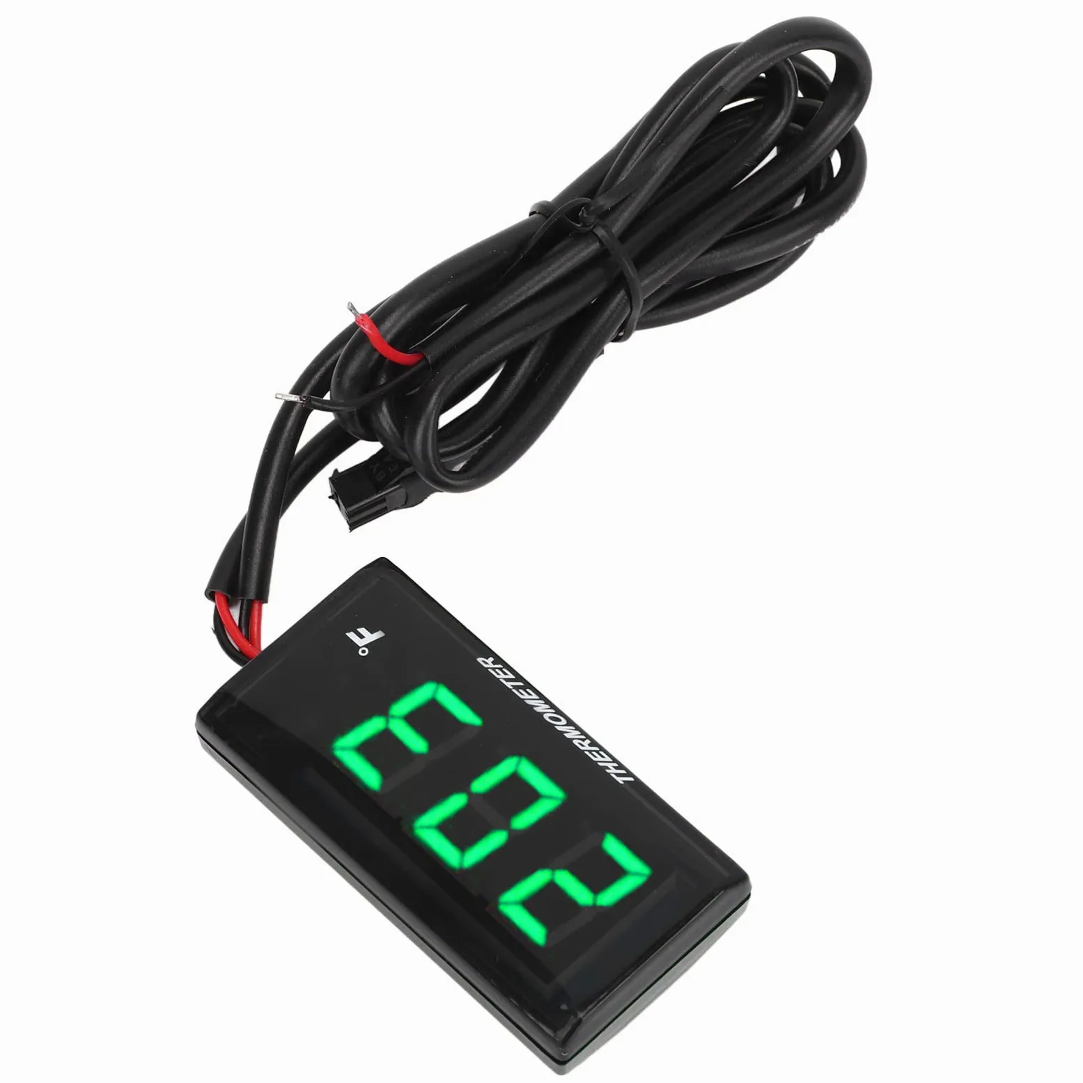 Termómetro digital para motocicleta, DC 12 V, medidor de temperatura del agua ultrafino con adaptador de sensor de 18 mm y pantalla LCD, higrómetro digital, medidor de temperatura de humedad (verde)