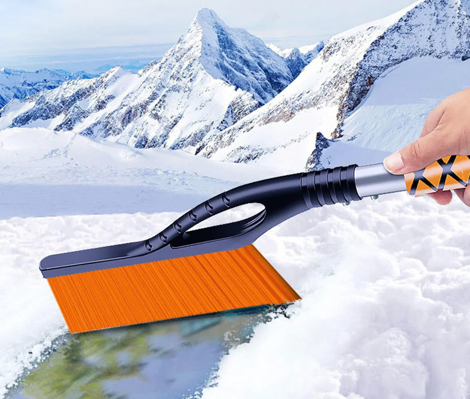 Cepillo de Nieve con Raspadores de Hielo para Parabrisas de Coche | Rascador y Cepillo de Nieve para Coche con Agarre Ergonómico de Espuma, Accesorios de Invierno,A