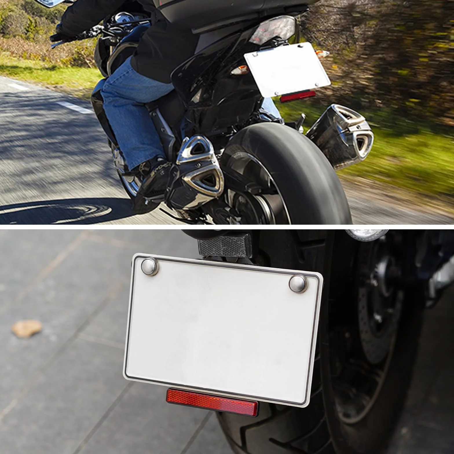evermotor Catadioptrico Reflector trasero para motocicleta, Homologado E4, 2 piezas reflectoras de ojo de gato en la parte trasera con placa de aluminio autoadhesiva